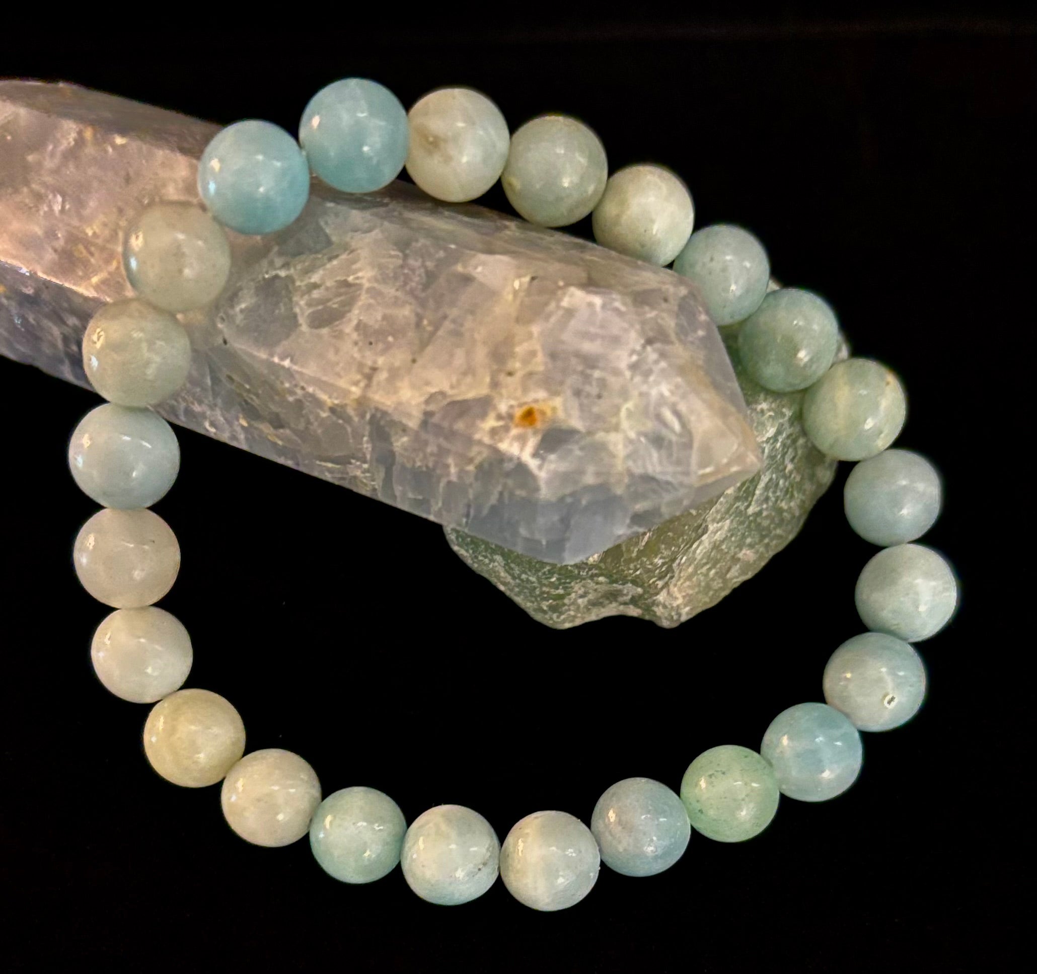 Amazonite Energy Bead Bracelet – Calm • Strength • Balance (8mm, Large Wrist) | | Wiccan Center