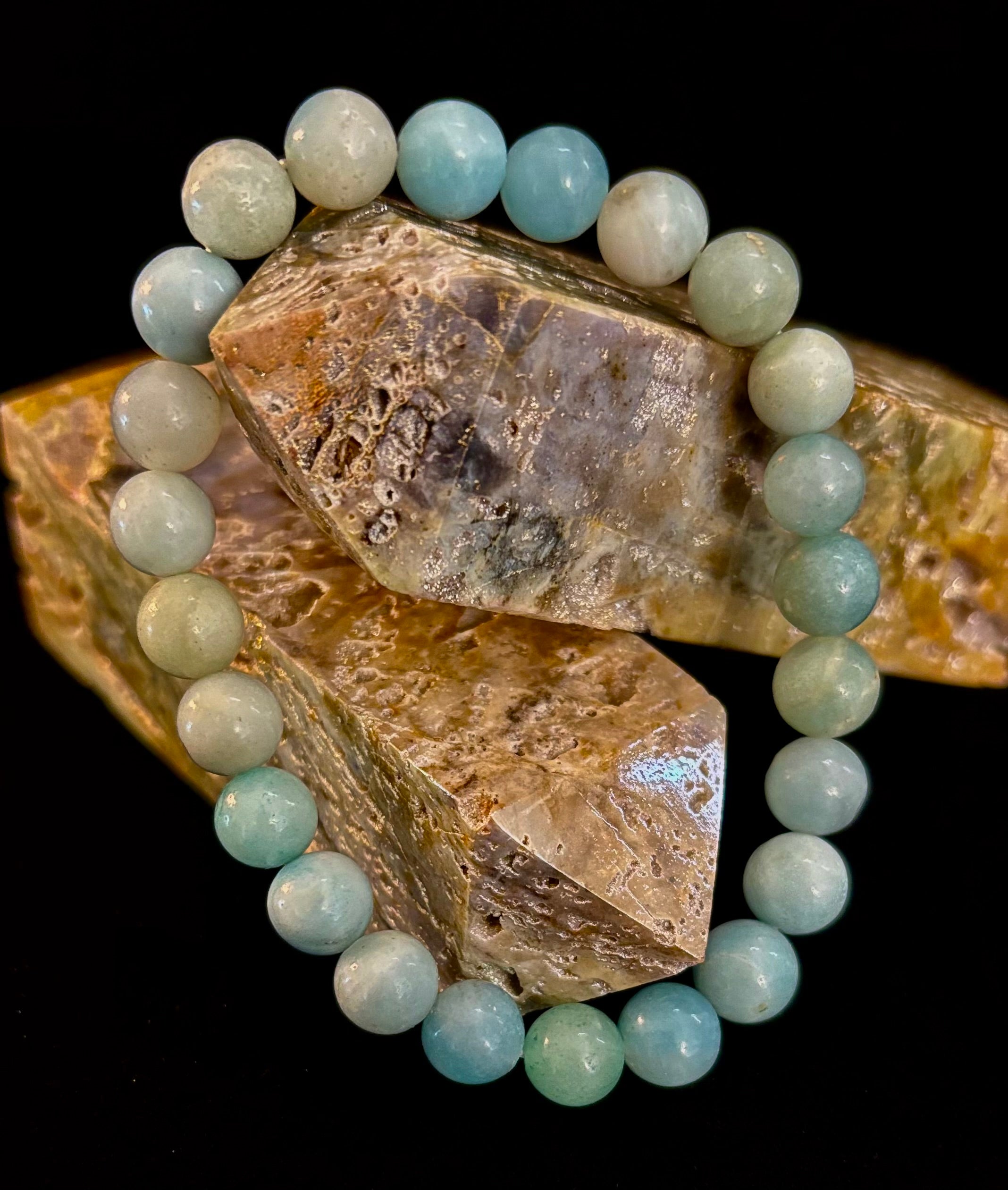 Amazonite Energy Bead Bracelet – Calm • Strength • Balance (8mm, Large Wrist) | | Wiccan Center