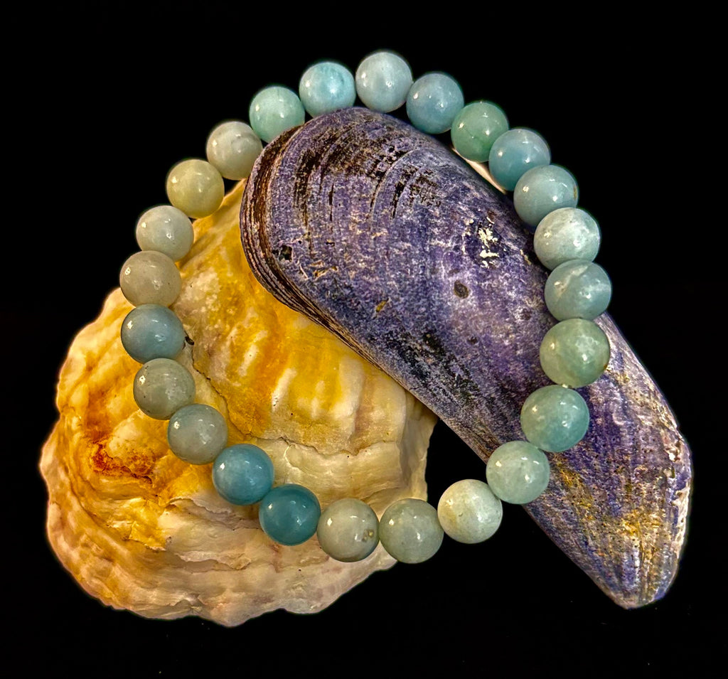 Amazonite Energy Bead Bracelet – Calm • Strength • Balance (8mm, Large Wrist) | | Wiccan Center