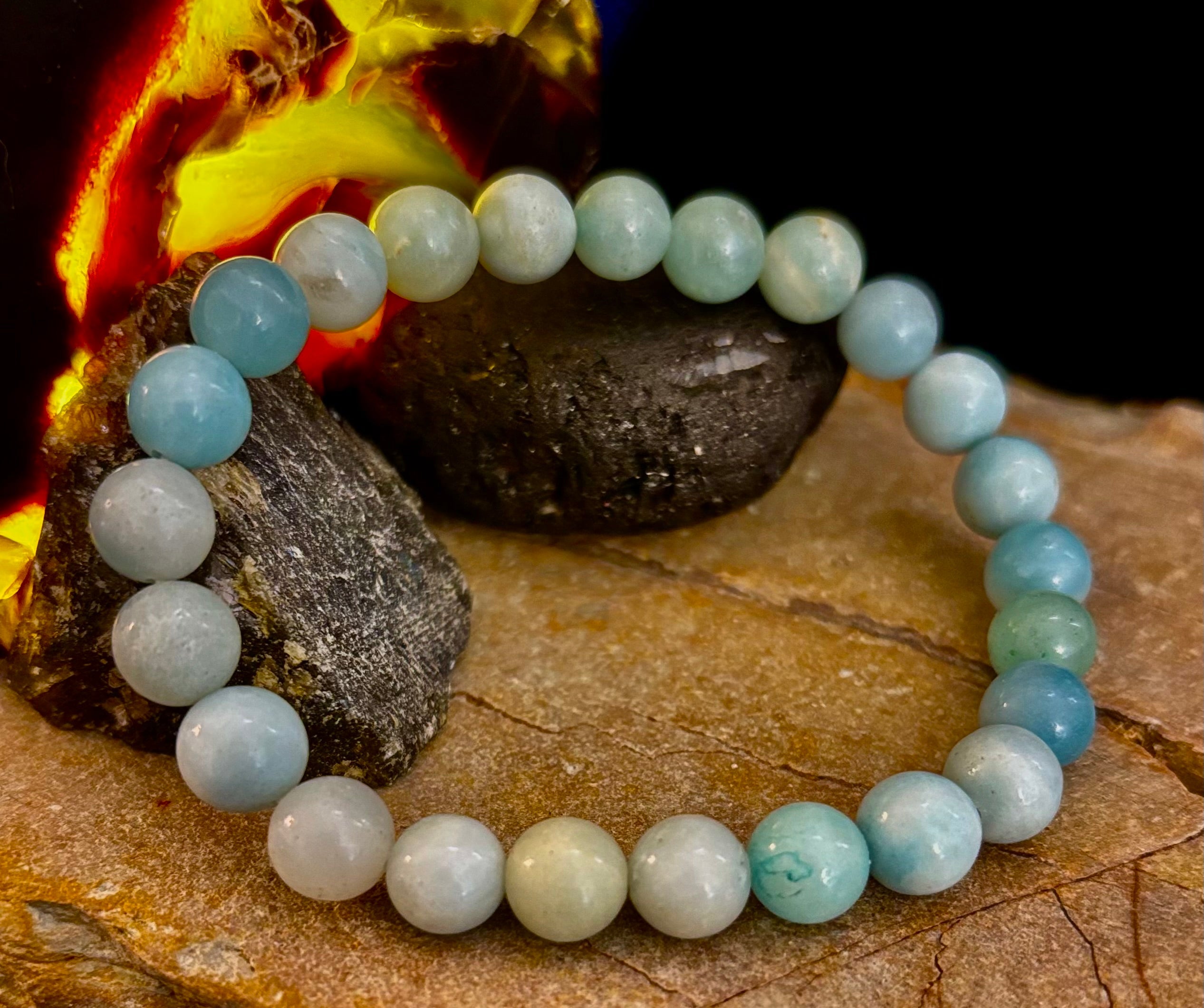 Amazonite Energy Bead Bracelet – Calm • Strength • Balance (8mm, Large Wrist) | | Wiccan Center