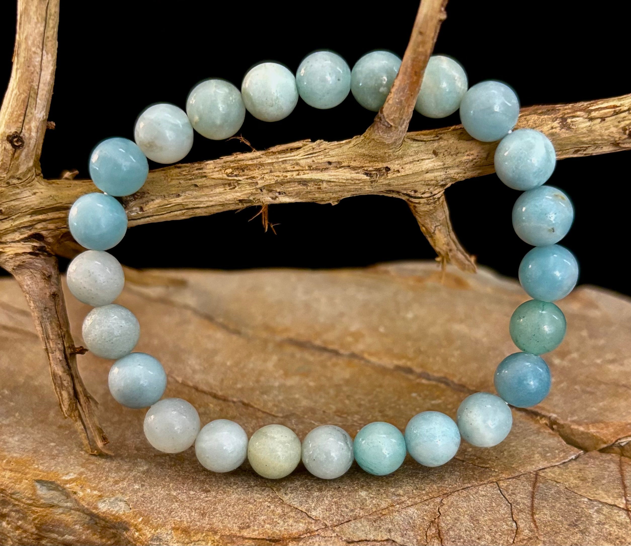 Amazonite Energy Bead Bracelet – Calm • Strength • Balance (8mm, Large Wrist) | | Wiccan Center