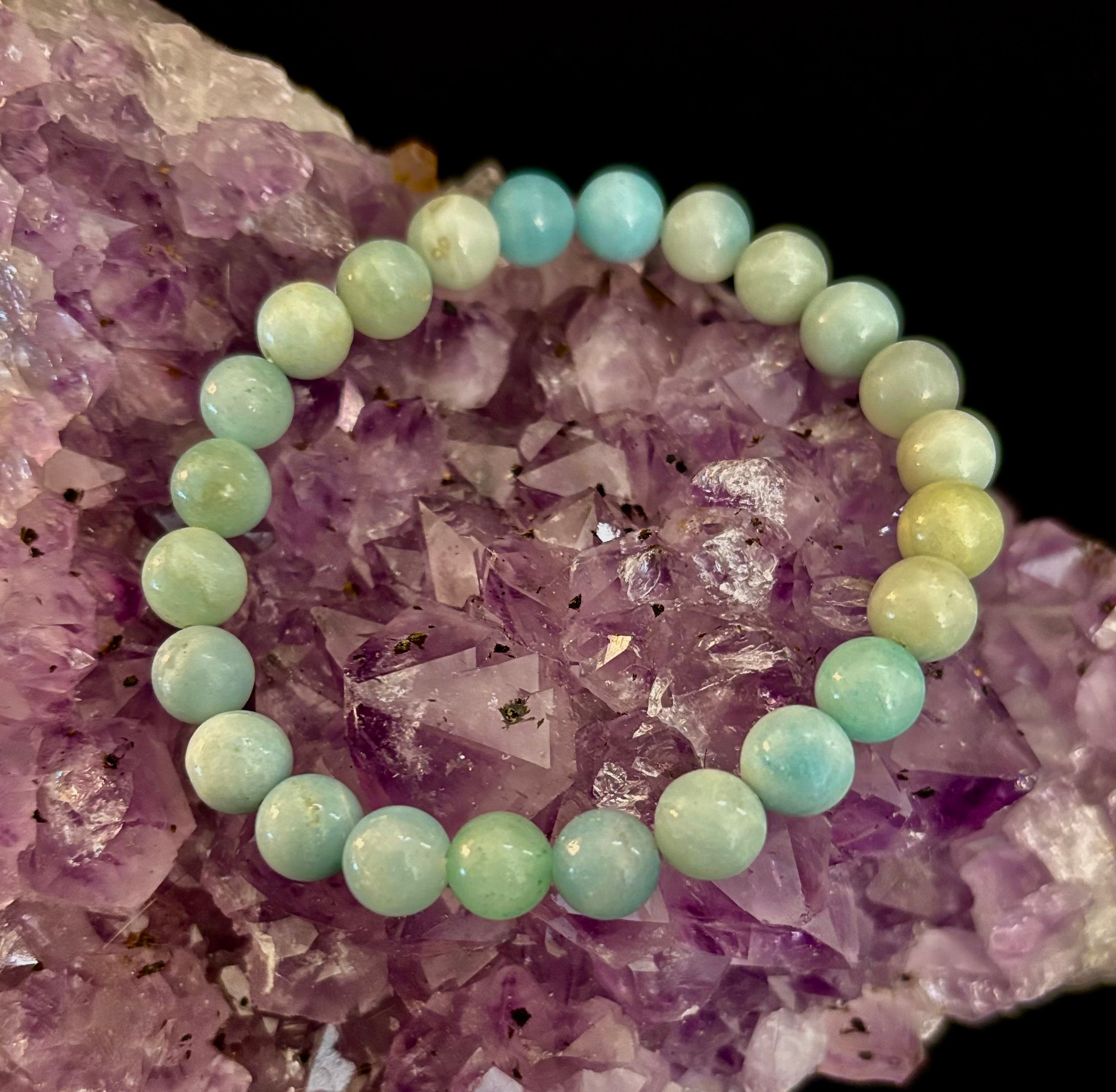 Amazonite Energy Bead Bracelet – Calm • Strength • Balance (8mm, Large Wrist) | | Wiccan Center