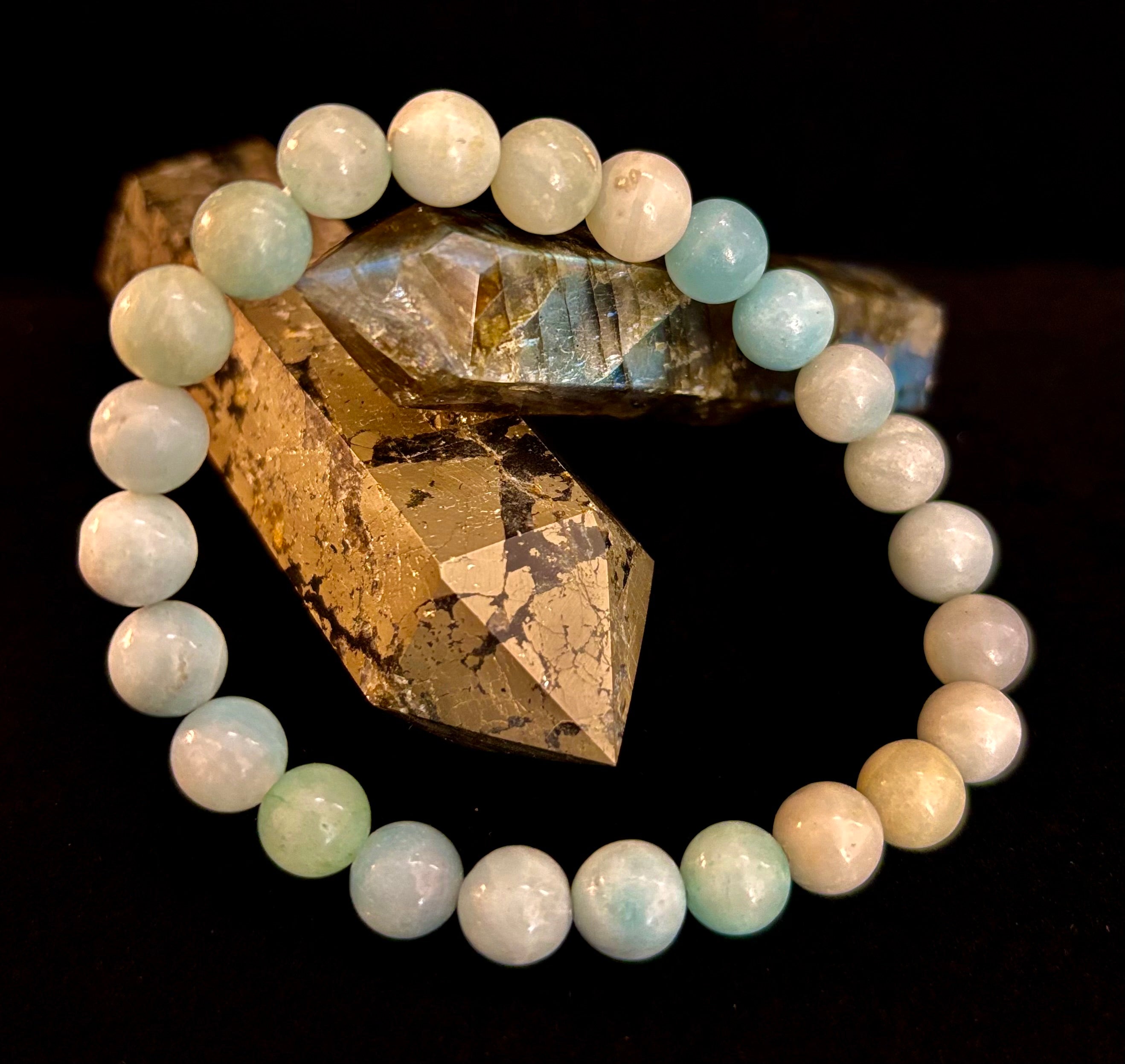 Amazonite Energy Bead Bracelet – Calm • Strength • Balance (8mm, Large Wrist) | | Wiccan Center