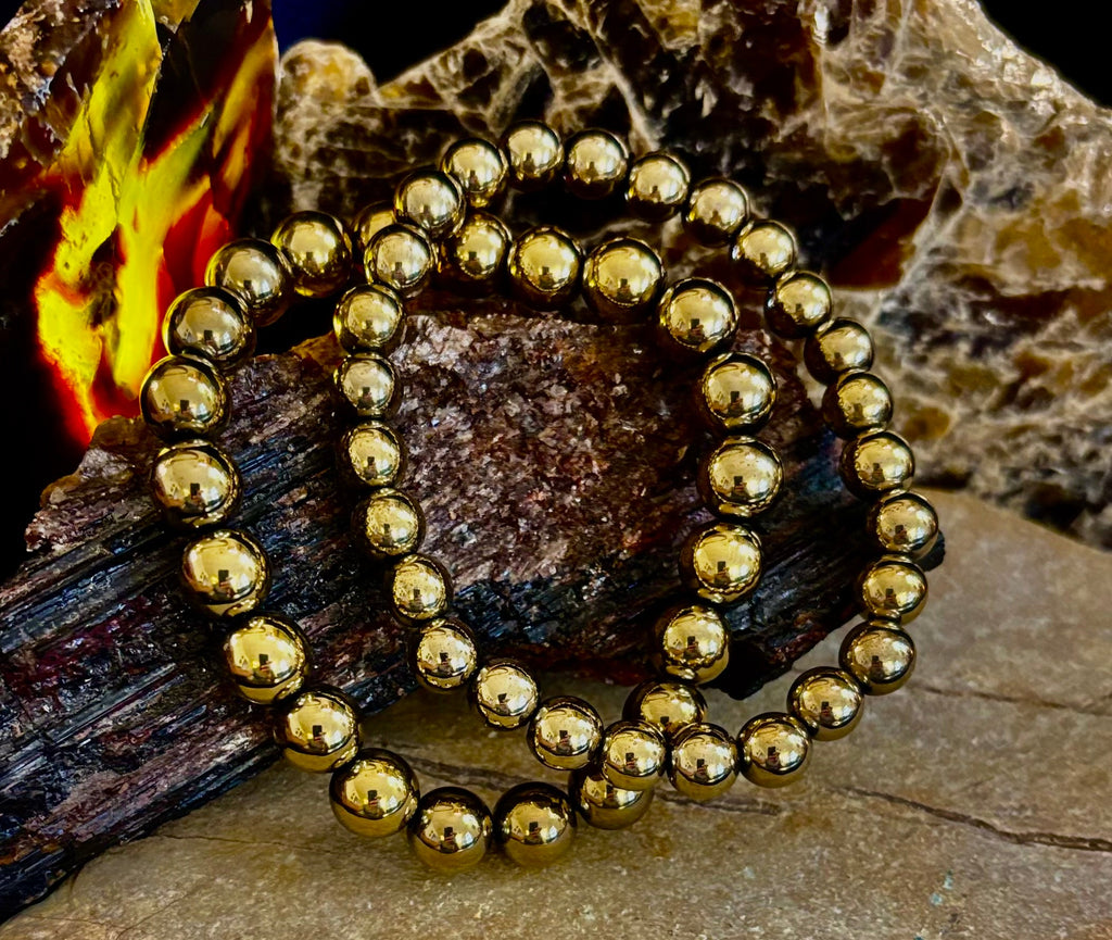 Golden Hematite Healing Bracelet – Strength • Confidence • Balance (8mm or 10mm, Medium Wrists) | | Wiccan Center