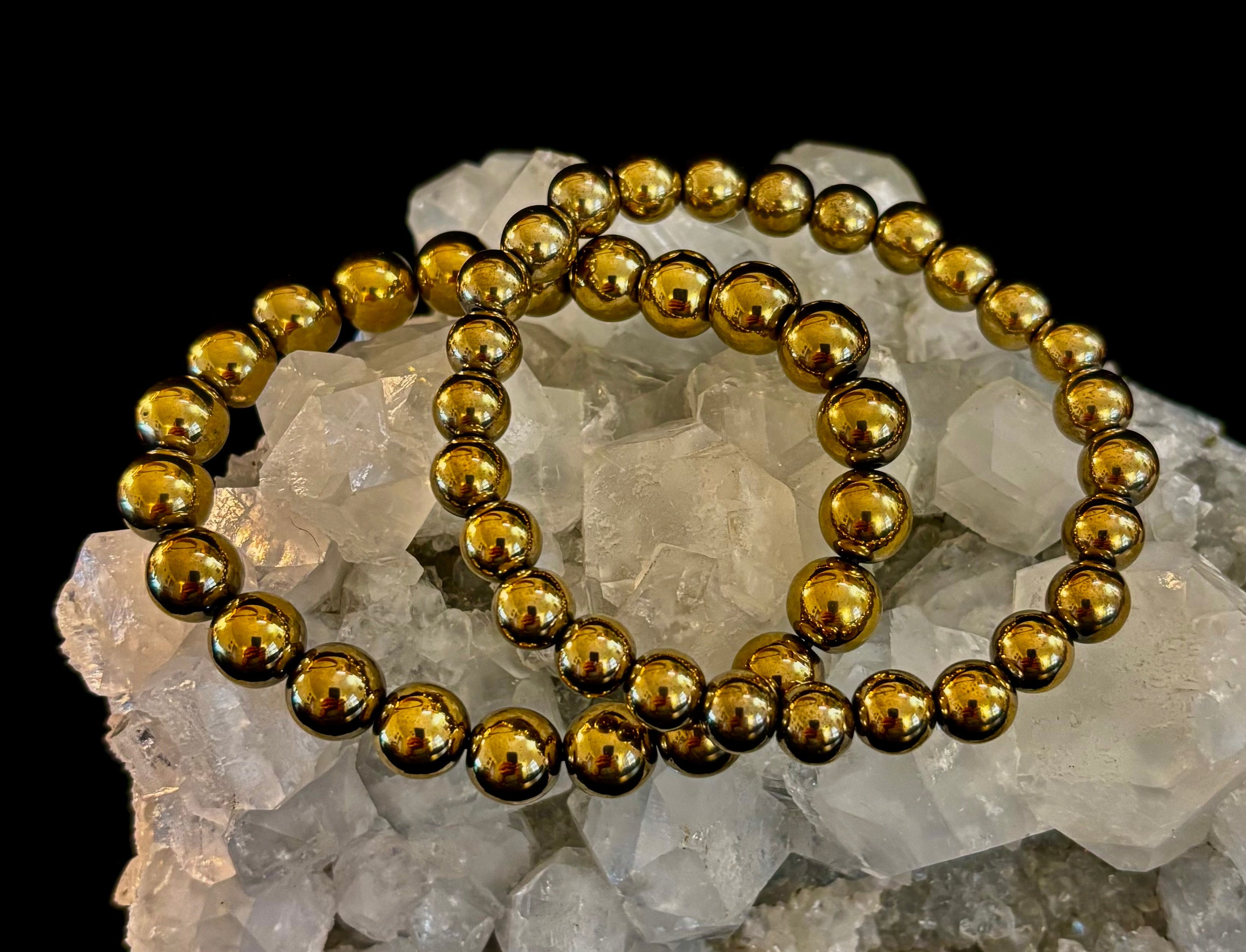 Golden Hematite Healing Bracelet – Strength • Confidence • Balance (8mm or 10mm, Medium Wrists) | | Wiccan Center