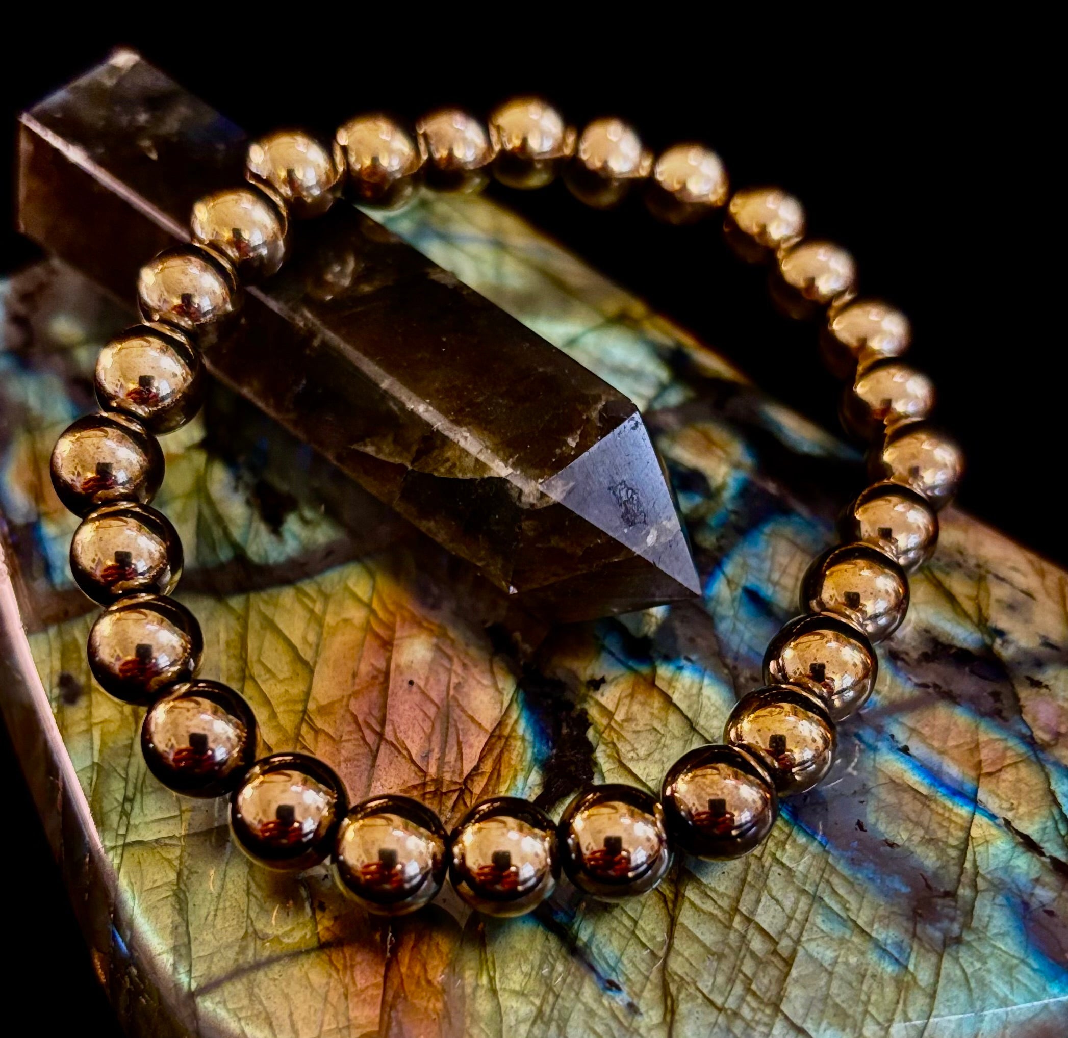 Golden Hematite Healing Bracelet – Strength • Confidence • Balance (8mm or 10mm, Medium Wrists) | | Wiccan Center