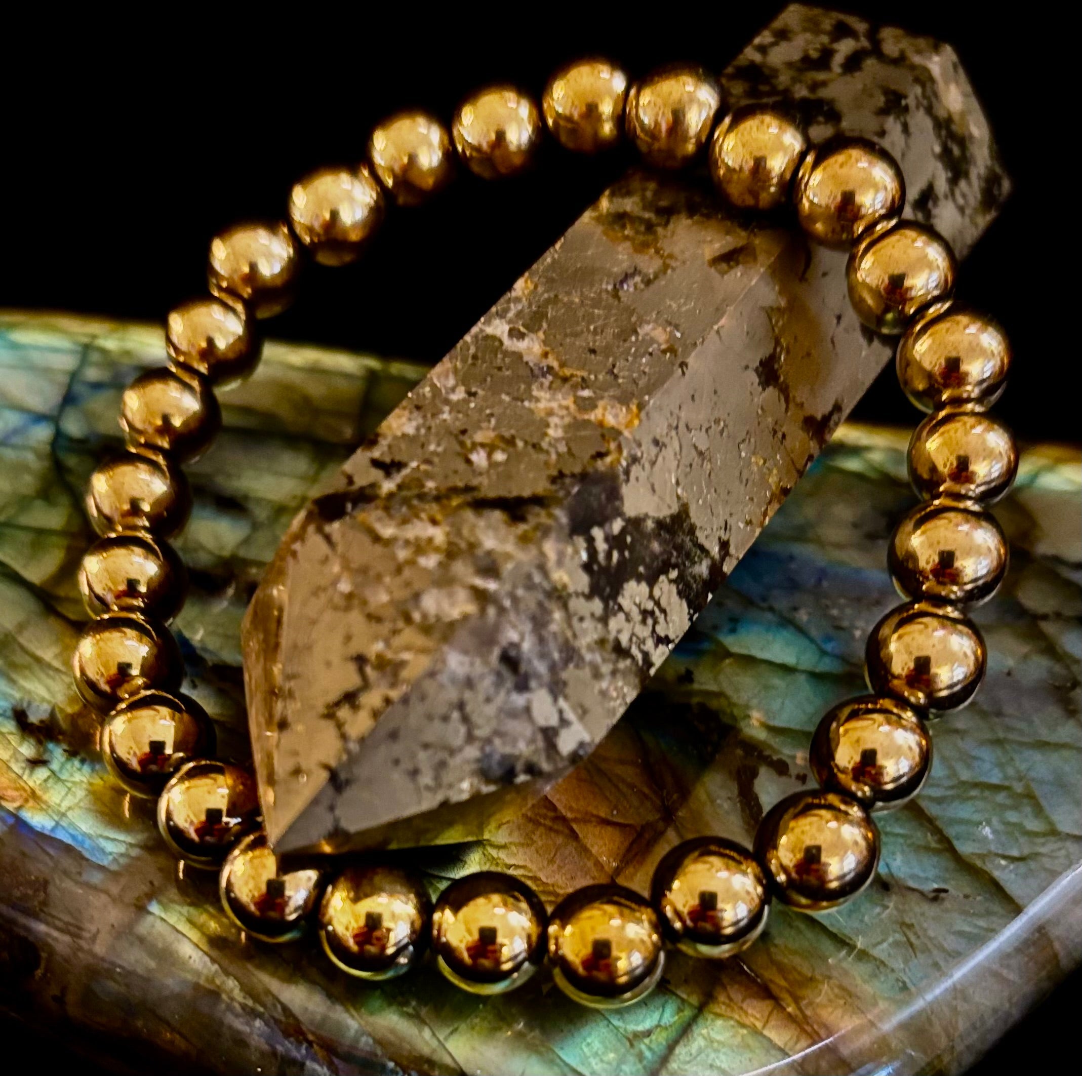 Golden Hematite Healing Bracelet – Strength • Confidence • Balance (8mm or 10mm, Medium Wrists) | | Wiccan Center