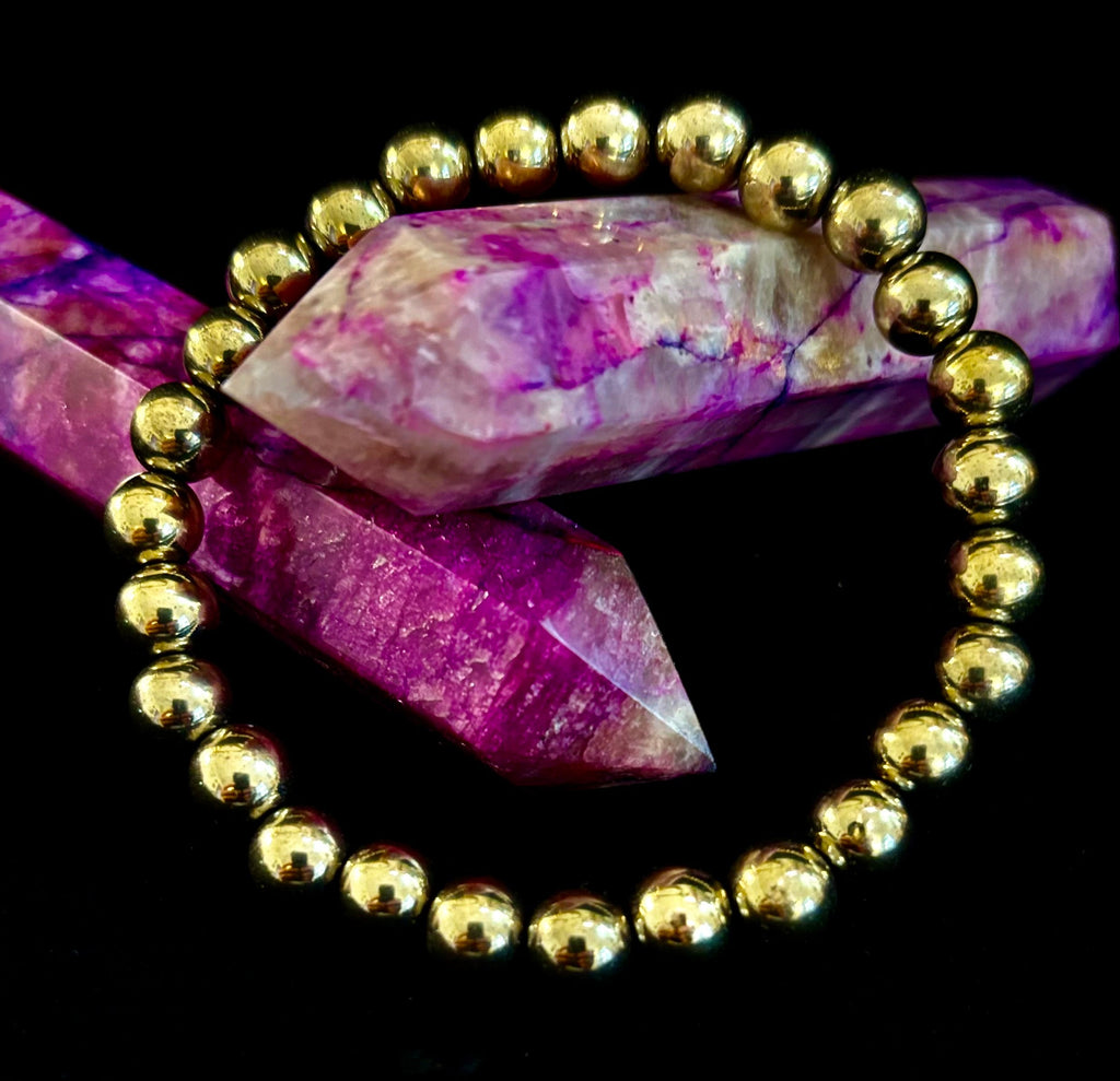Golden Hematite Healing Bracelet – Strength • Confidence • Balance (8mm or 10mm, Medium Wrists) | | Wiccan Center