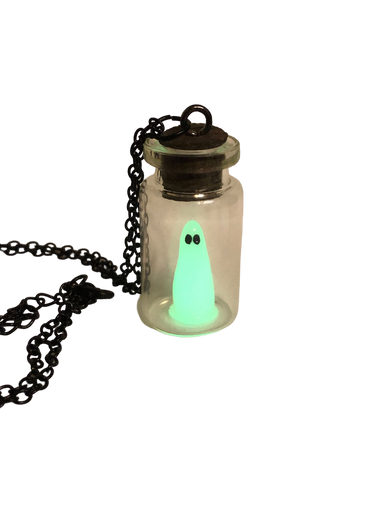 Glow in the Dark Ghost in a Bottle Necklace