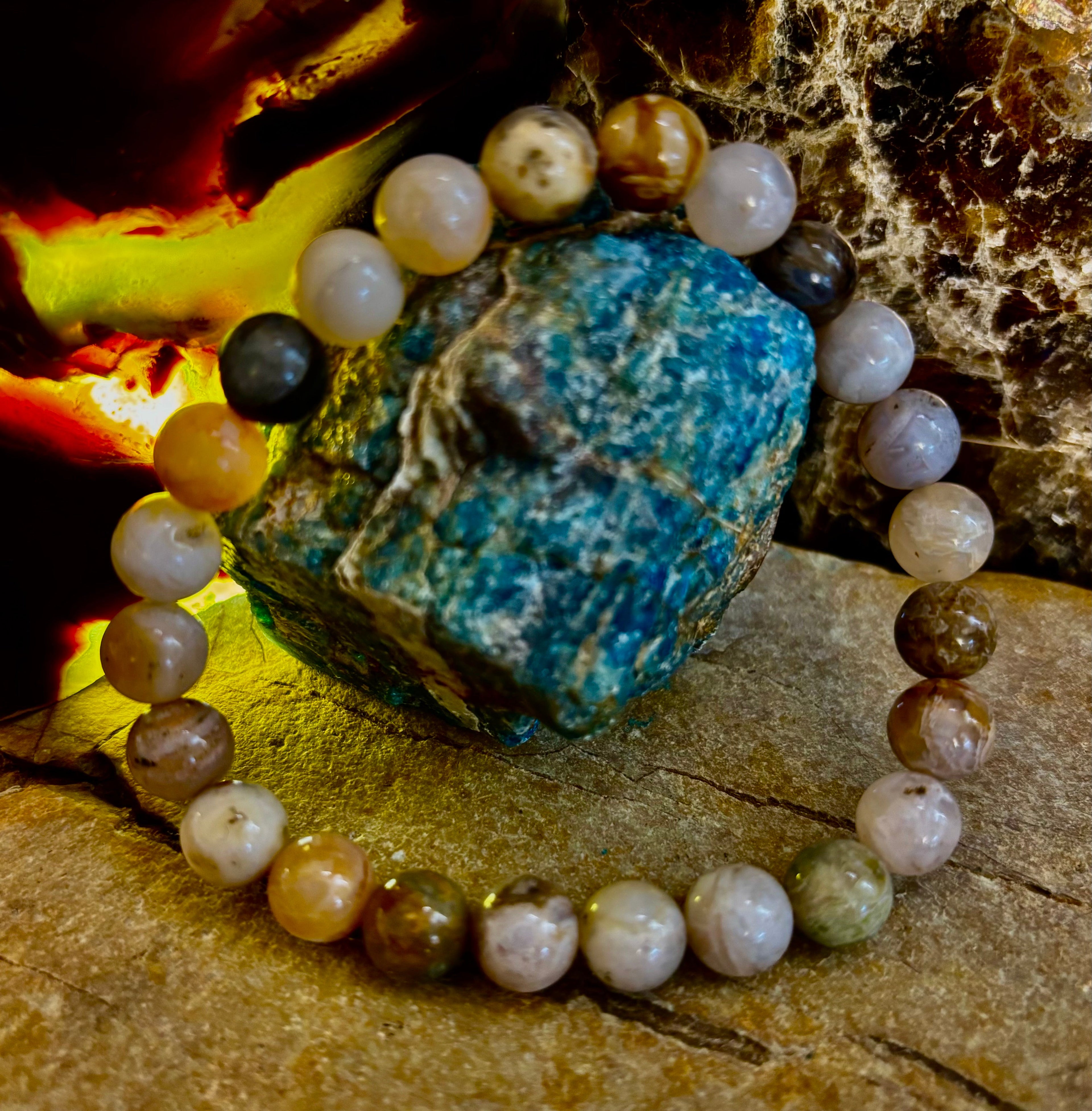 Bamboo Jasper Energy Bead Bracelet – Strength • Grounding • Stability (8mm, Large Wrists) | | Wiccan Center