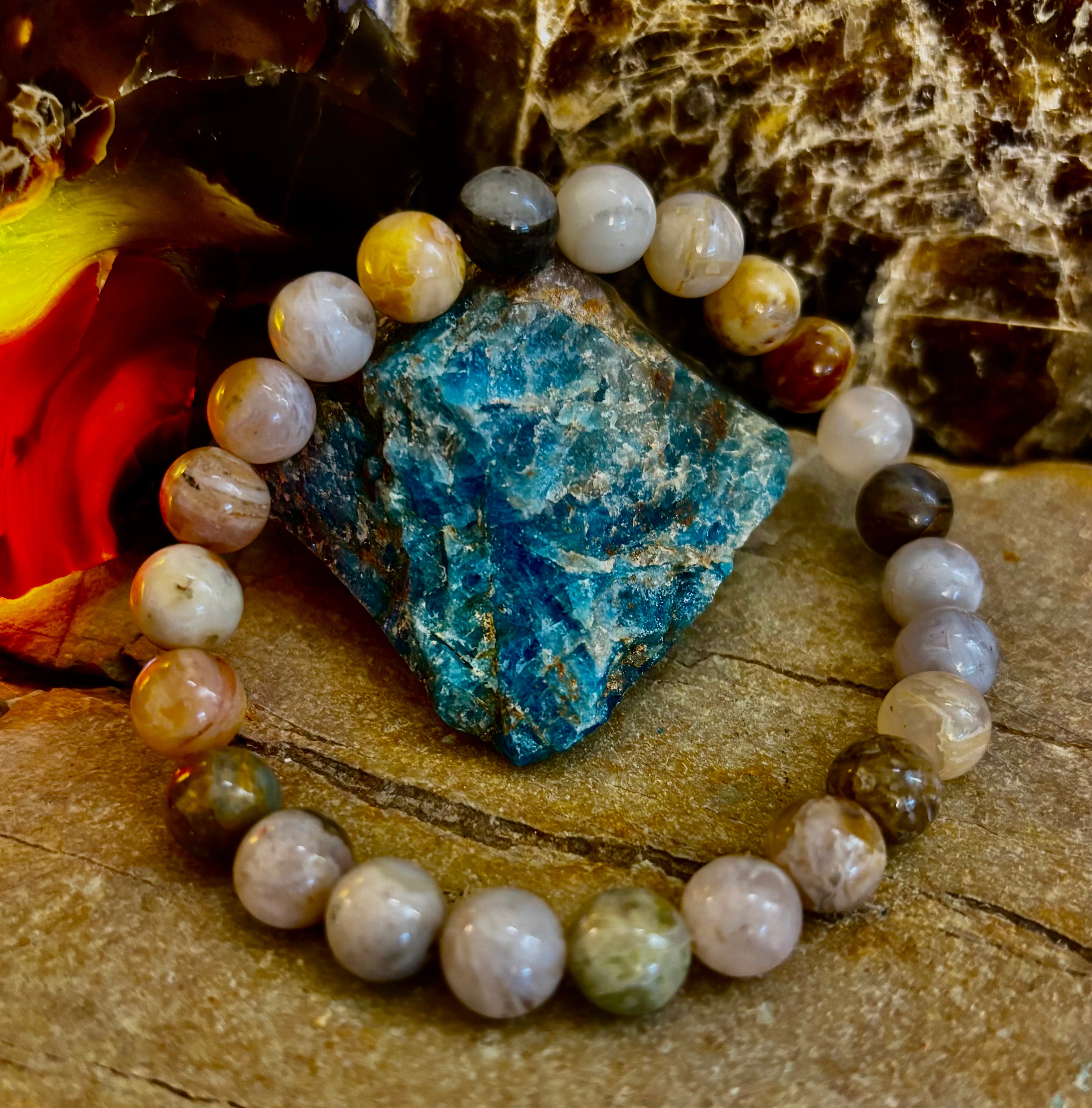 Bamboo Jasper Energy Bead Bracelet – Strength • Grounding • Stability (8mm, Large Wrists) | | Wiccan Center