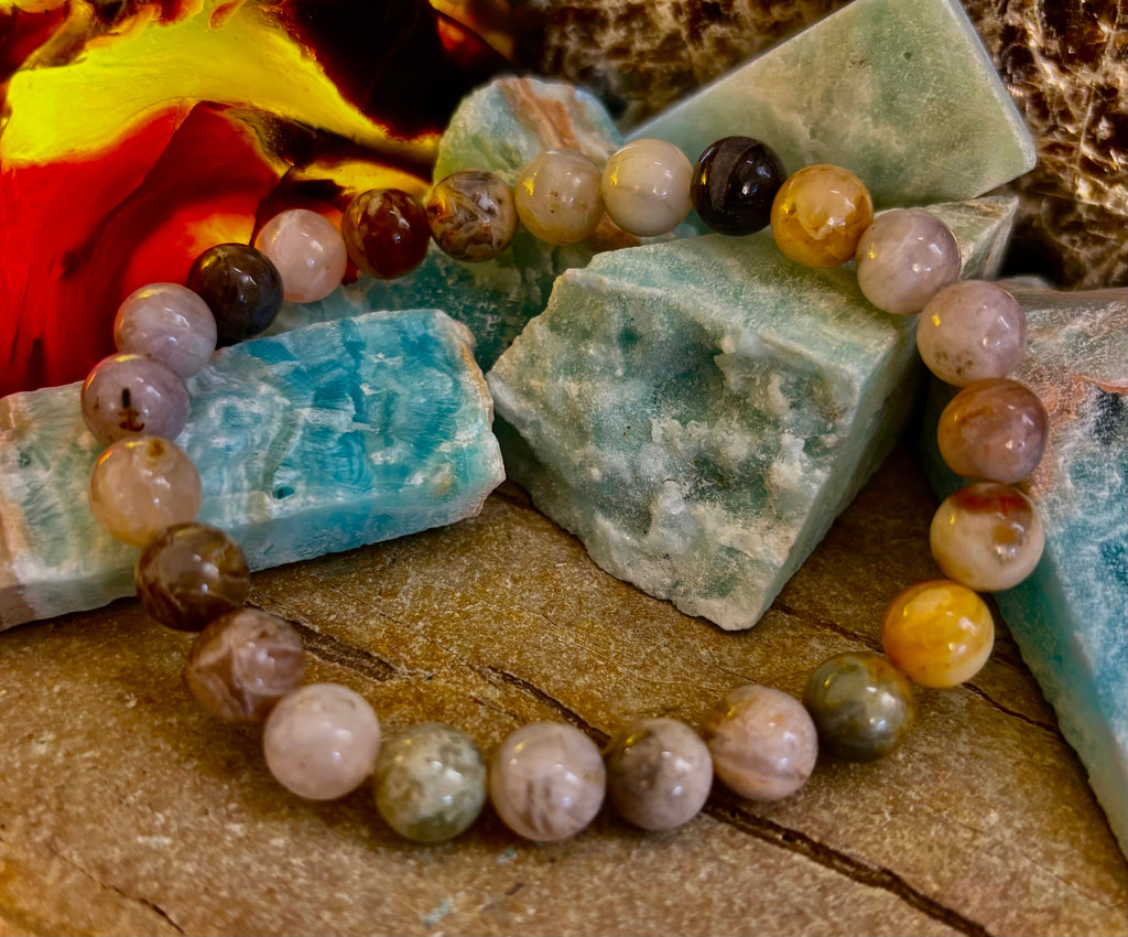 Bamboo Jasper Energy Bead Bracelet – Strength • Grounding • Stability (8mm, Large Wrists) | | Wiccan Center