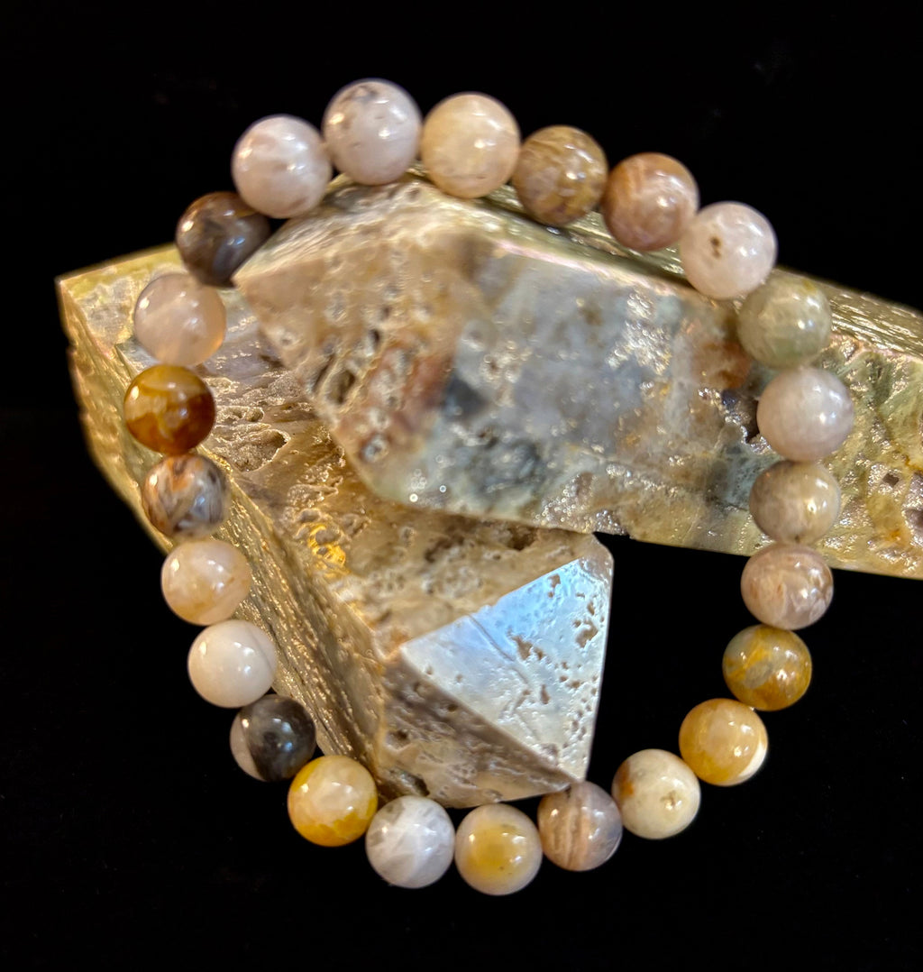 Bamboo Jasper Energy Bead Bracelet – Strength • Grounding • Stability (8mm, Large Wrists) | | Wiccan Center