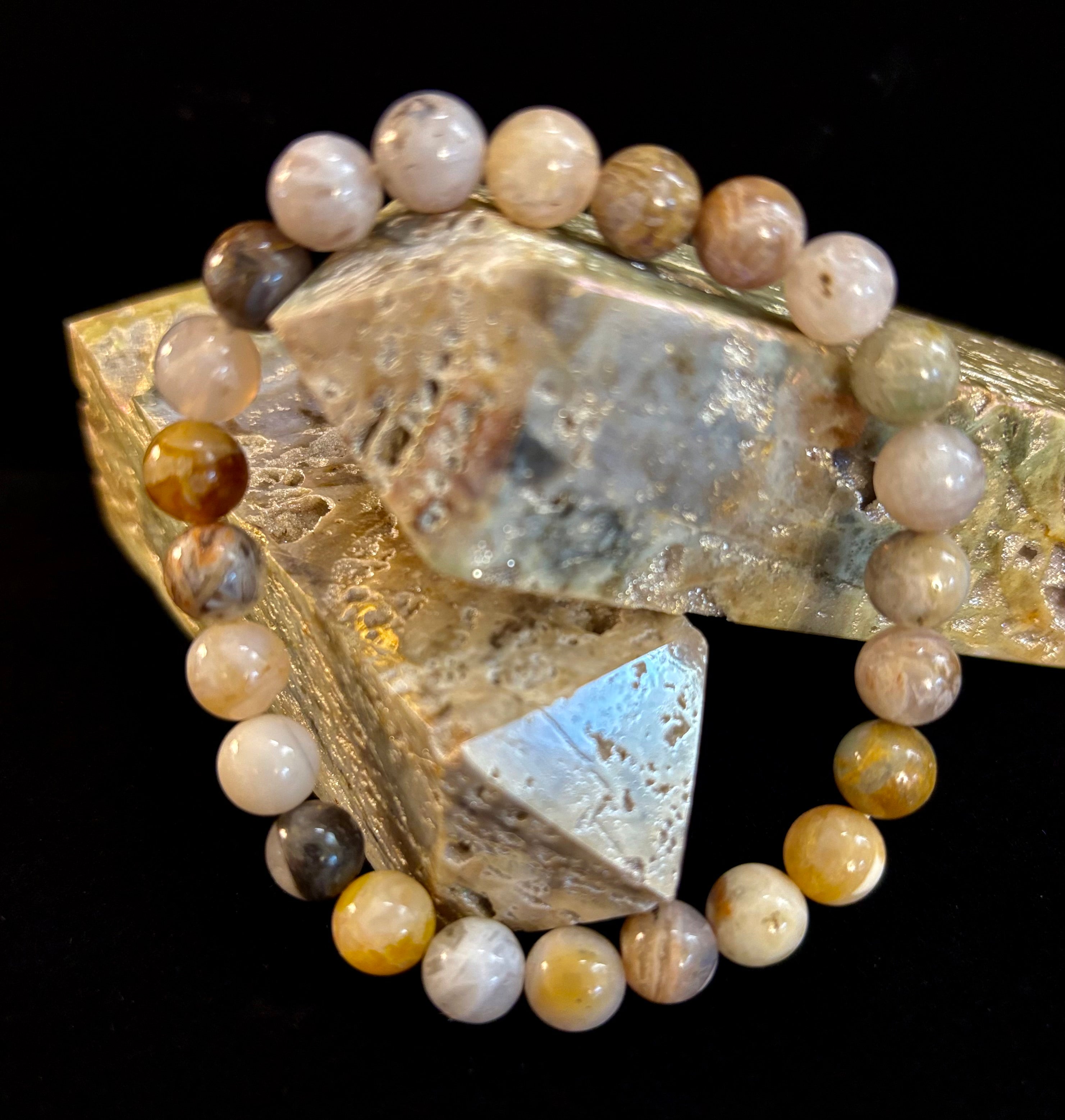 Bamboo Jasper Energy Bead Bracelet – Strength • Grounding • Stability (8mm, Large Wrists) | | Wiccan Center
