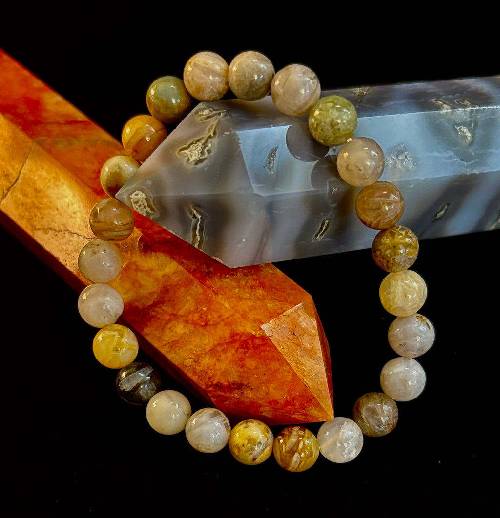 Bamboo Jasper Energy Bead Bracelet – Strength • Grounding • Stability (8mm, Large Wrists) | | Wiccan Center