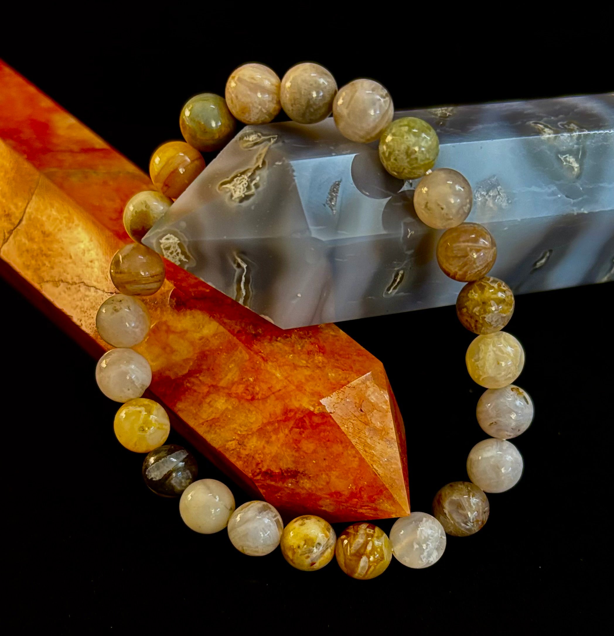 Bamboo Jasper Energy Bead Bracelet – Strength • Grounding • Stability (8mm, Large Wrists) | | Wiccan Center