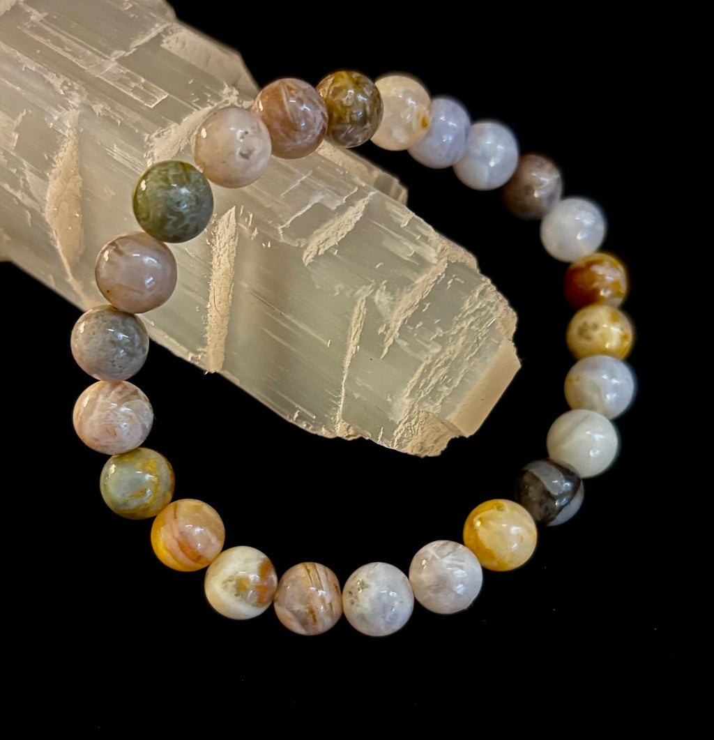 Bamboo Jasper Energy Bead Bracelet – Strength • Grounding • Stability (8mm, Large Wrists) | | Wiccan Center