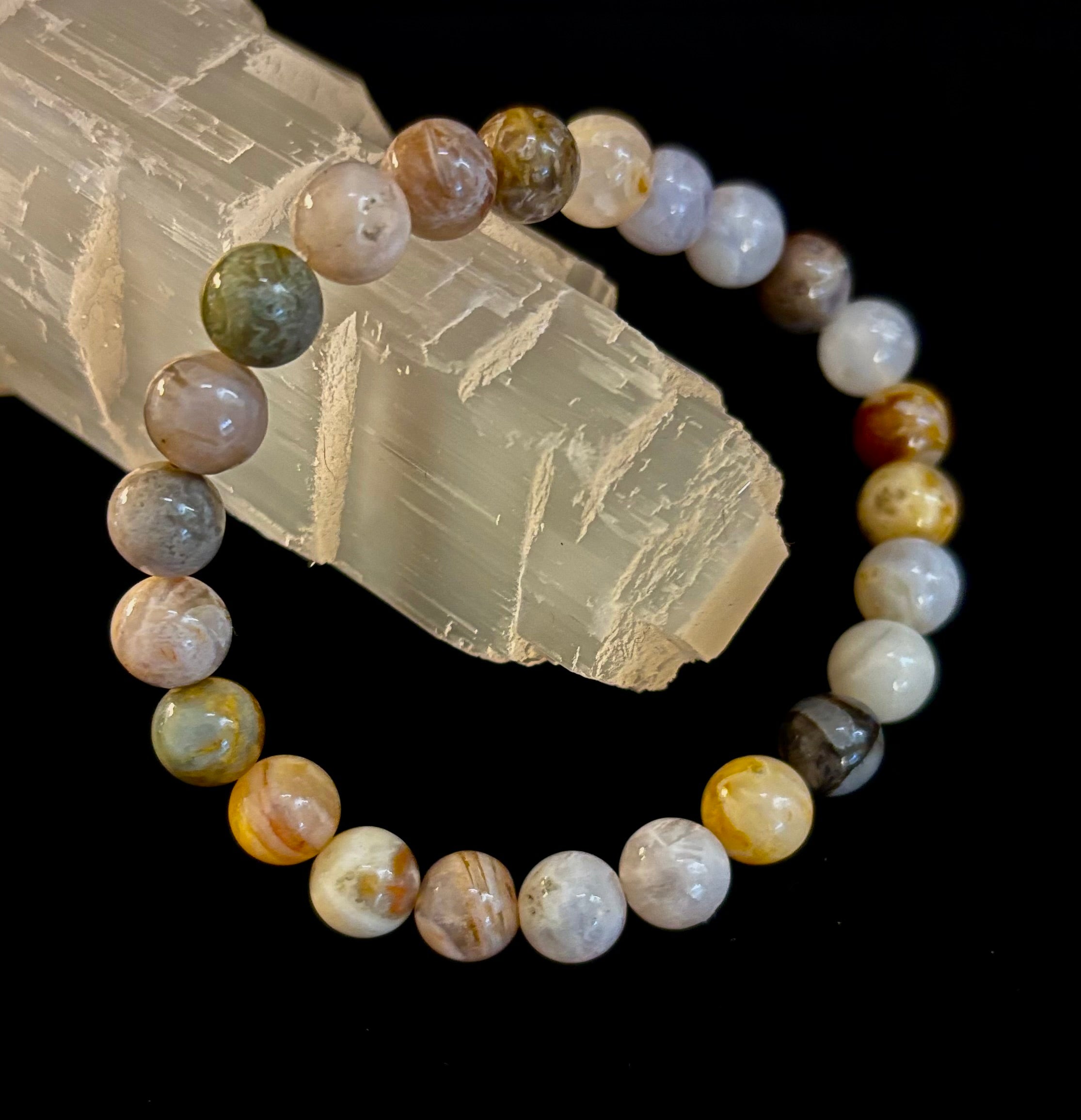 Bamboo Jasper Energy Bead Bracelet – Strength • Grounding • Stability (8mm, Large Wrists) | | Wiccan Center