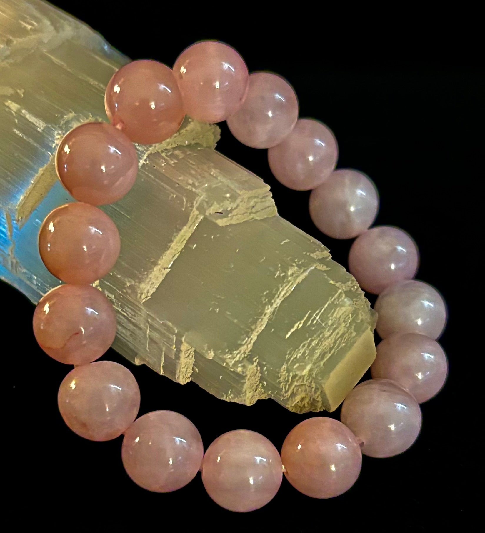 Rose Quartz Bracelet 8mm, 10mm & 12mm – Reiki-Infused Love, Healing & Self-Worth Jewelry (Multiple Wrist Sizes) | | Wiccan Center