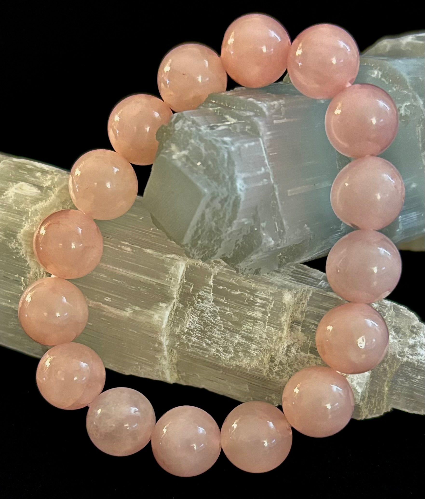 Rose Quartz Bracelet 8mm, 10mm & 12mm – Reiki-Infused Love, Healing & Self-Worth Jewelry (Multiple Wrist Sizes) | | Wiccan Center
