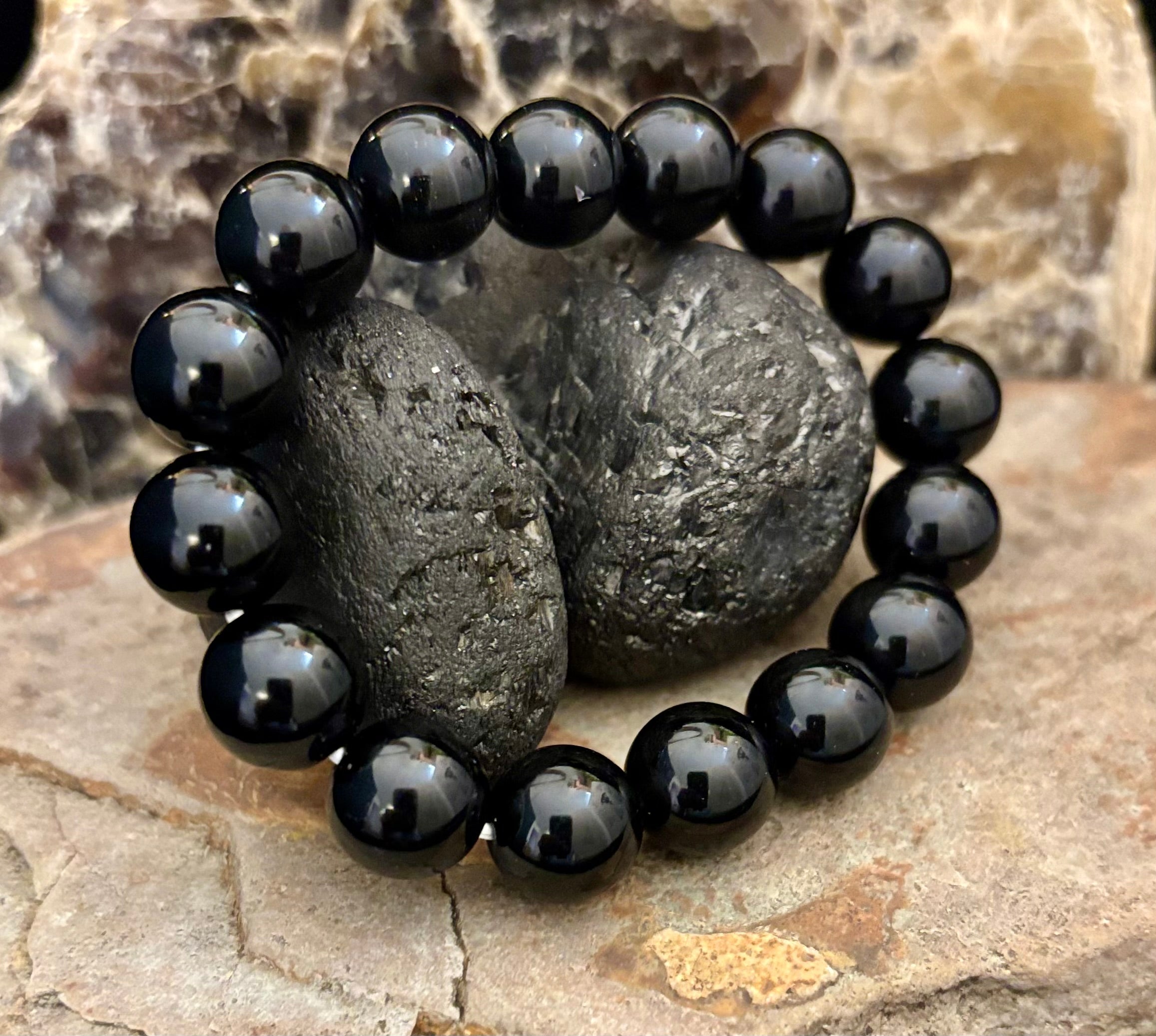 Black Obsidian Beaded Bracelet – Grounding, Protection & Inner Peace | | Wiccan Center
