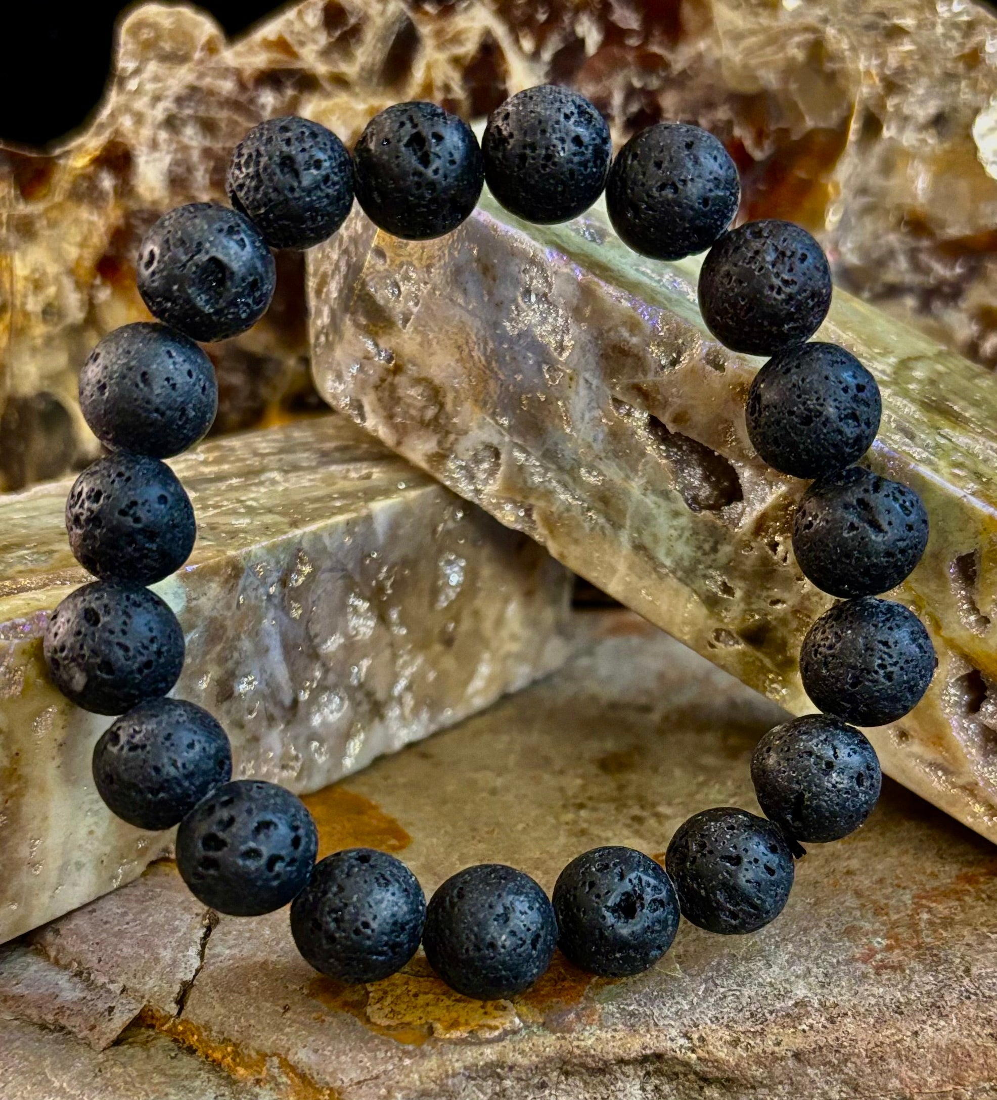 Grounded Energy Lava Rock Bracelet – Strength • Stability • Protection (10mm, Small Wrists) | | Wiccan Center