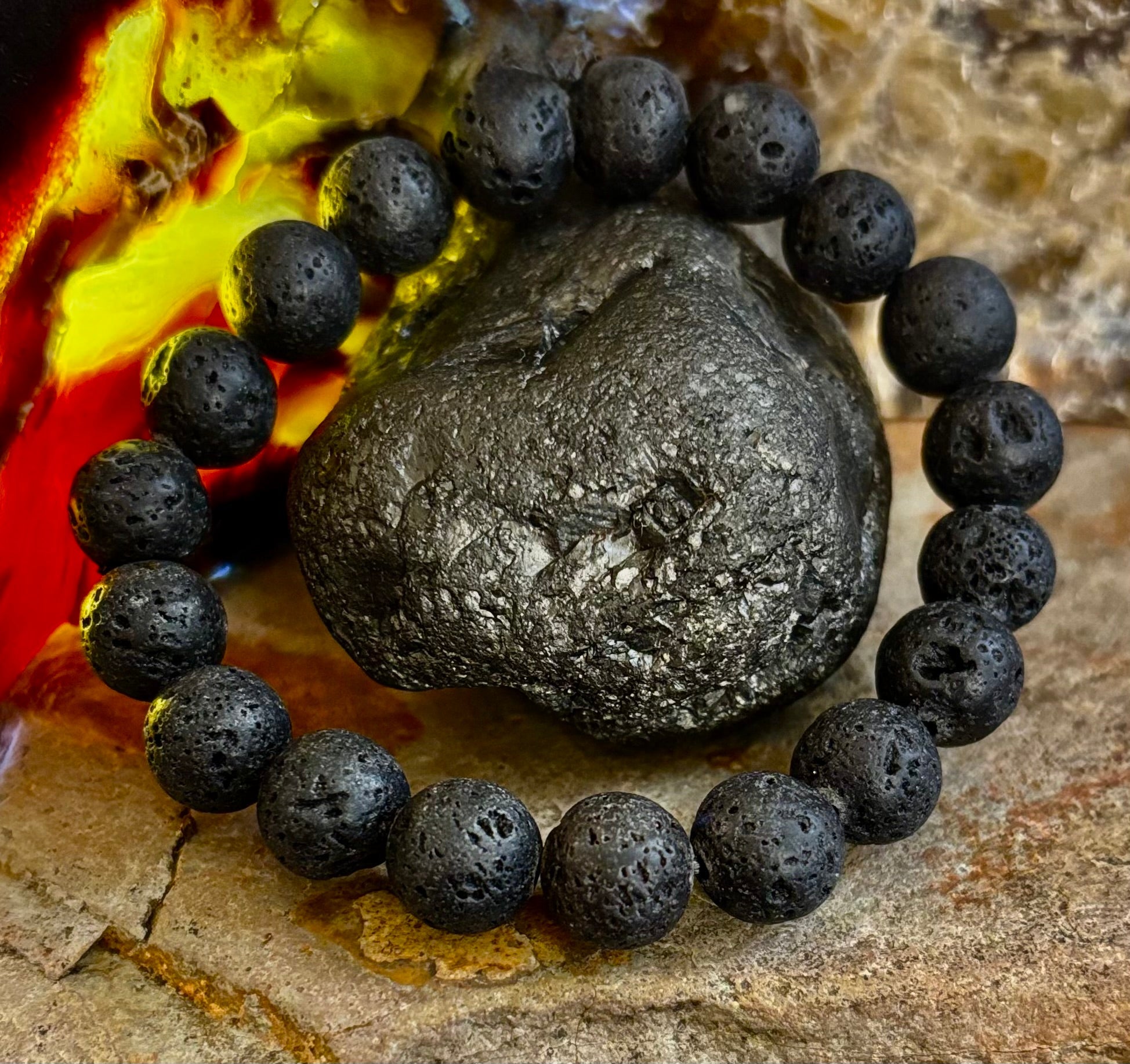 Grounded Energy Lava Rock Bracelet – Strength • Stability • Protection (10mm, Small Wrists) | | Wiccan Center