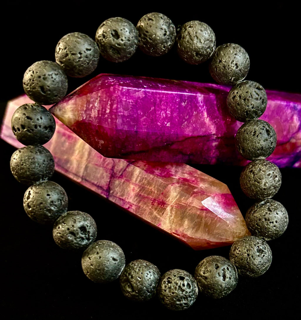 Grounded Energy Lava Rock Bracelet – Strength • Stability • Protection (10mm, Small Wrists) | | Wiccan Center