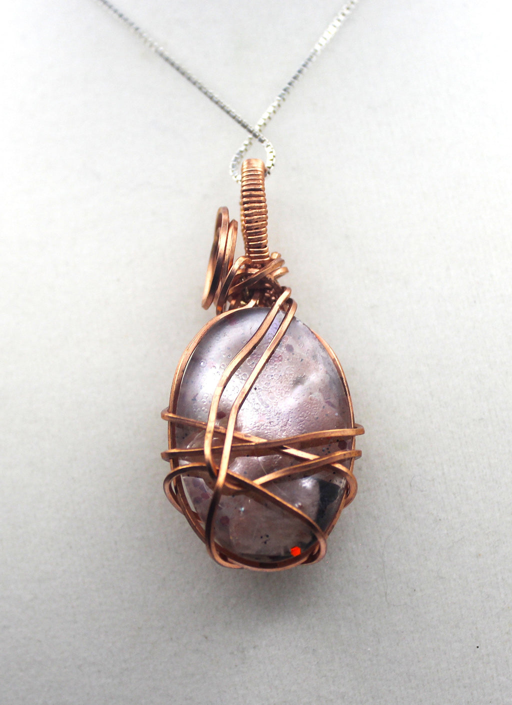 Raw Copper Resin Sunstone Chip Mini Flower Pendant Necklace | | Wiccan Center