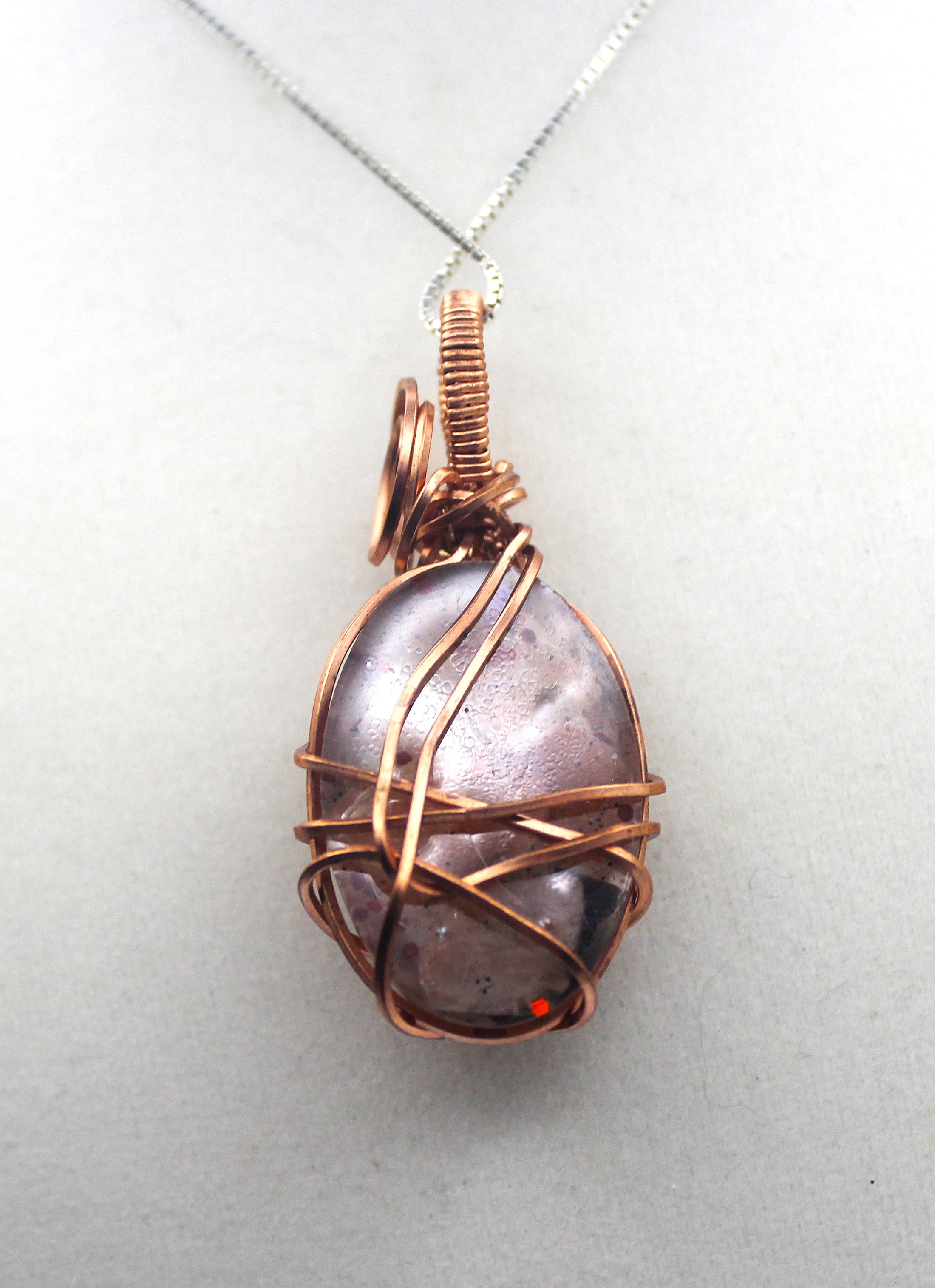 Raw Copper Resin Sunstone Chip Mini Flower Pendant Necklace | | Wiccan Center