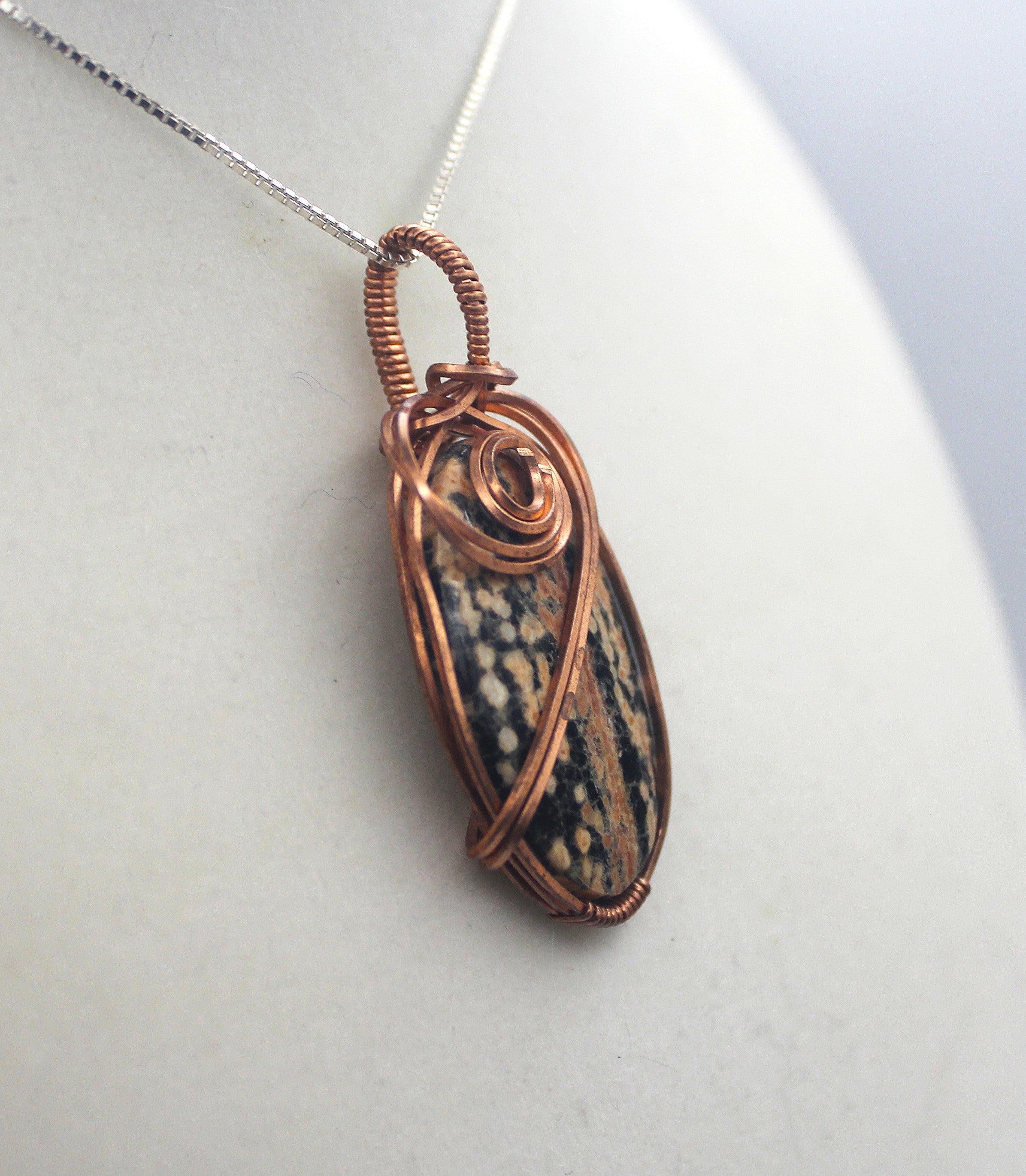 Raw Copper Firework Obsidian Pendant Necklace | | Wiccan Center