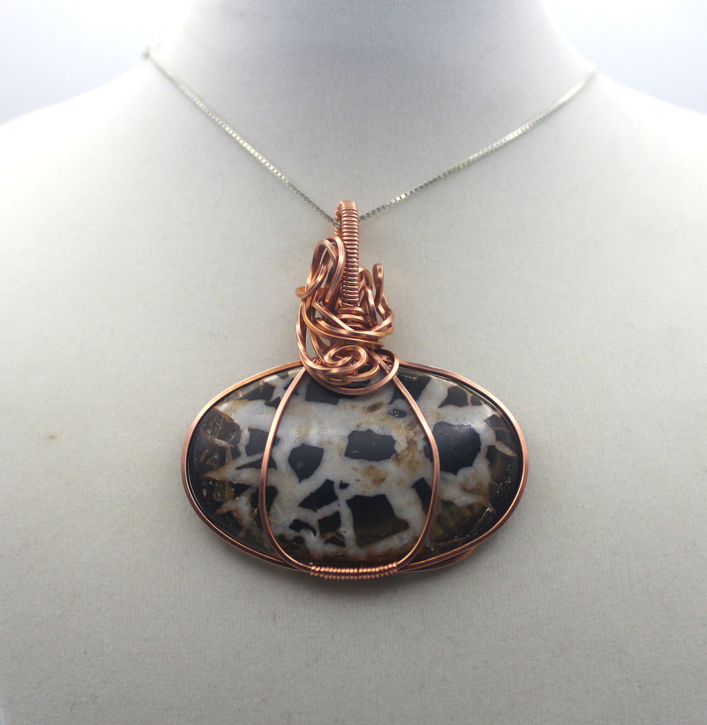 Raw Copper Septarian Pendant Necklace- Statement Piece | | Wiccan Center