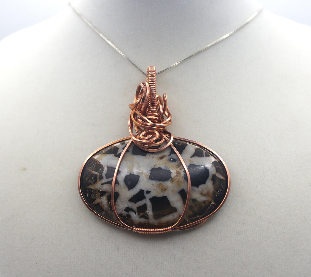 Raw Copper Septarian Pendant Necklace- Statement Piece | | Wiccan Center