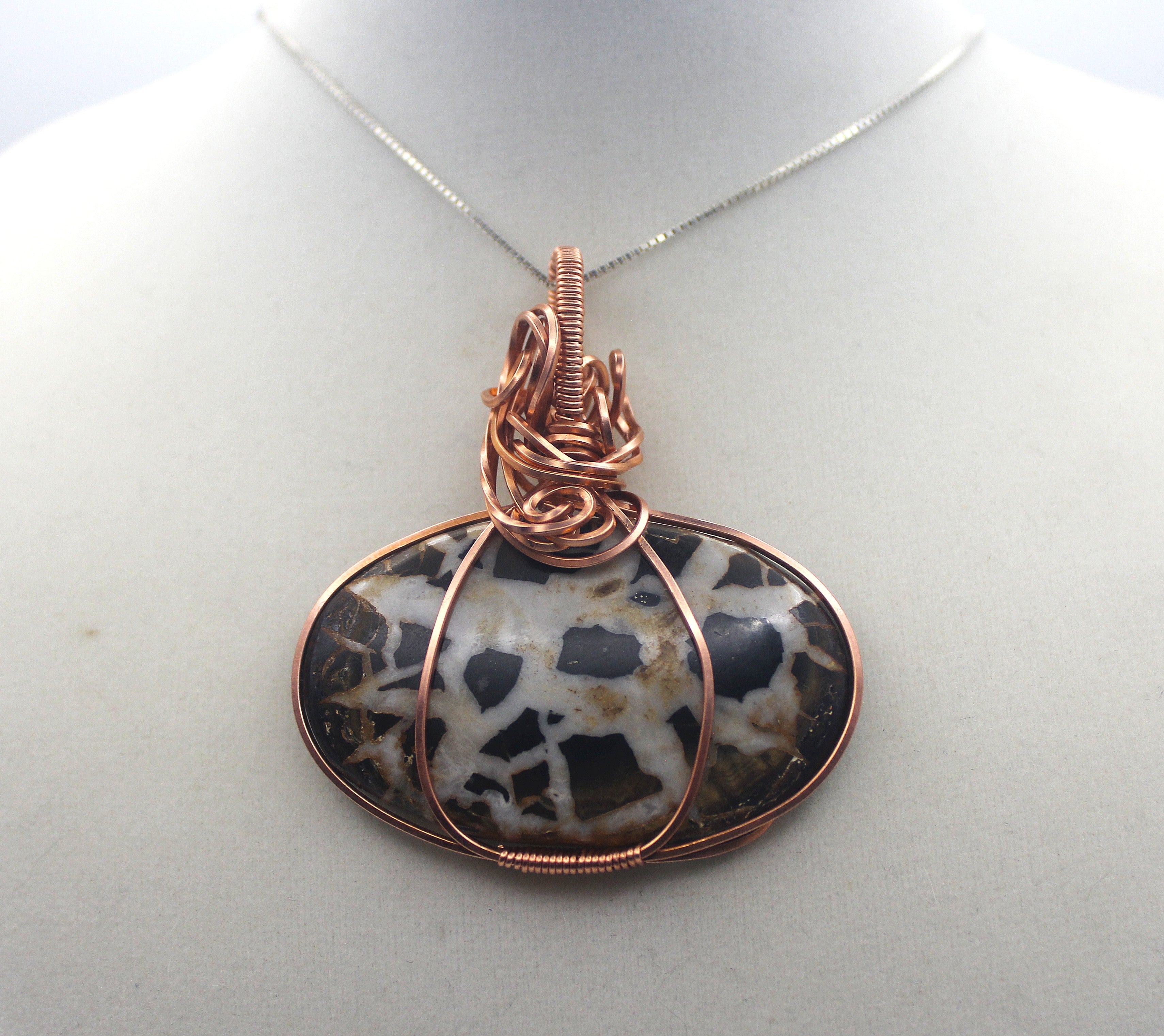 Raw Copper Septarian Pendant Necklace- Statement Piece | | Wiccan Center