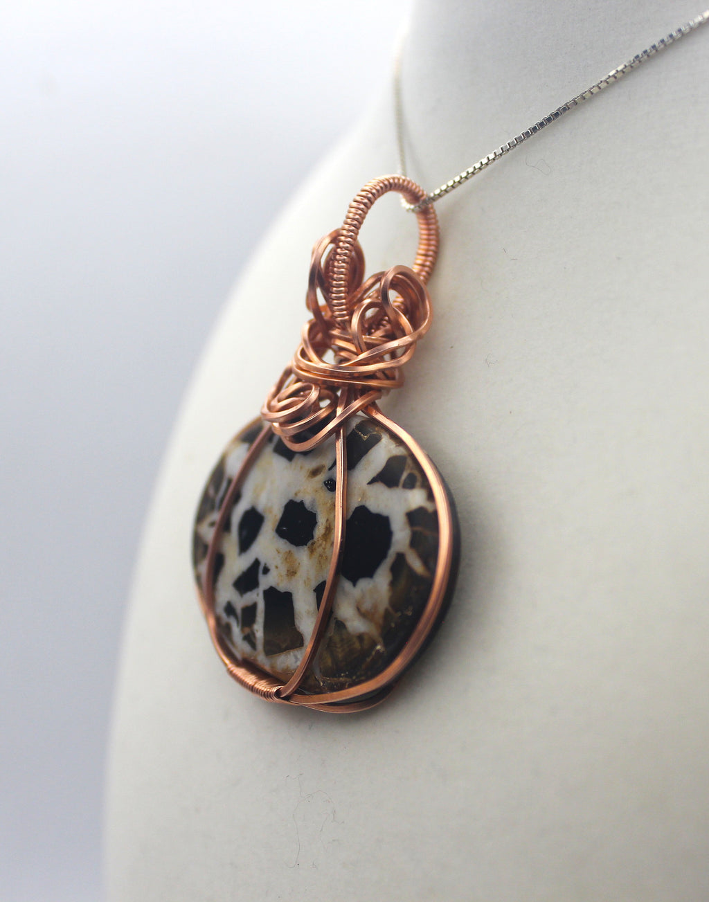 Raw Copper Septarian Pendant Necklace- Statement Piece | | Wiccan Center