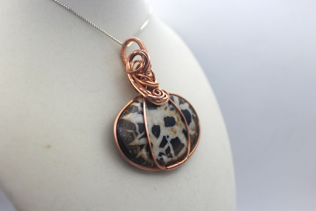 Raw Copper Septarian Pendant Necklace- Statement Piece | | Wiccan Center