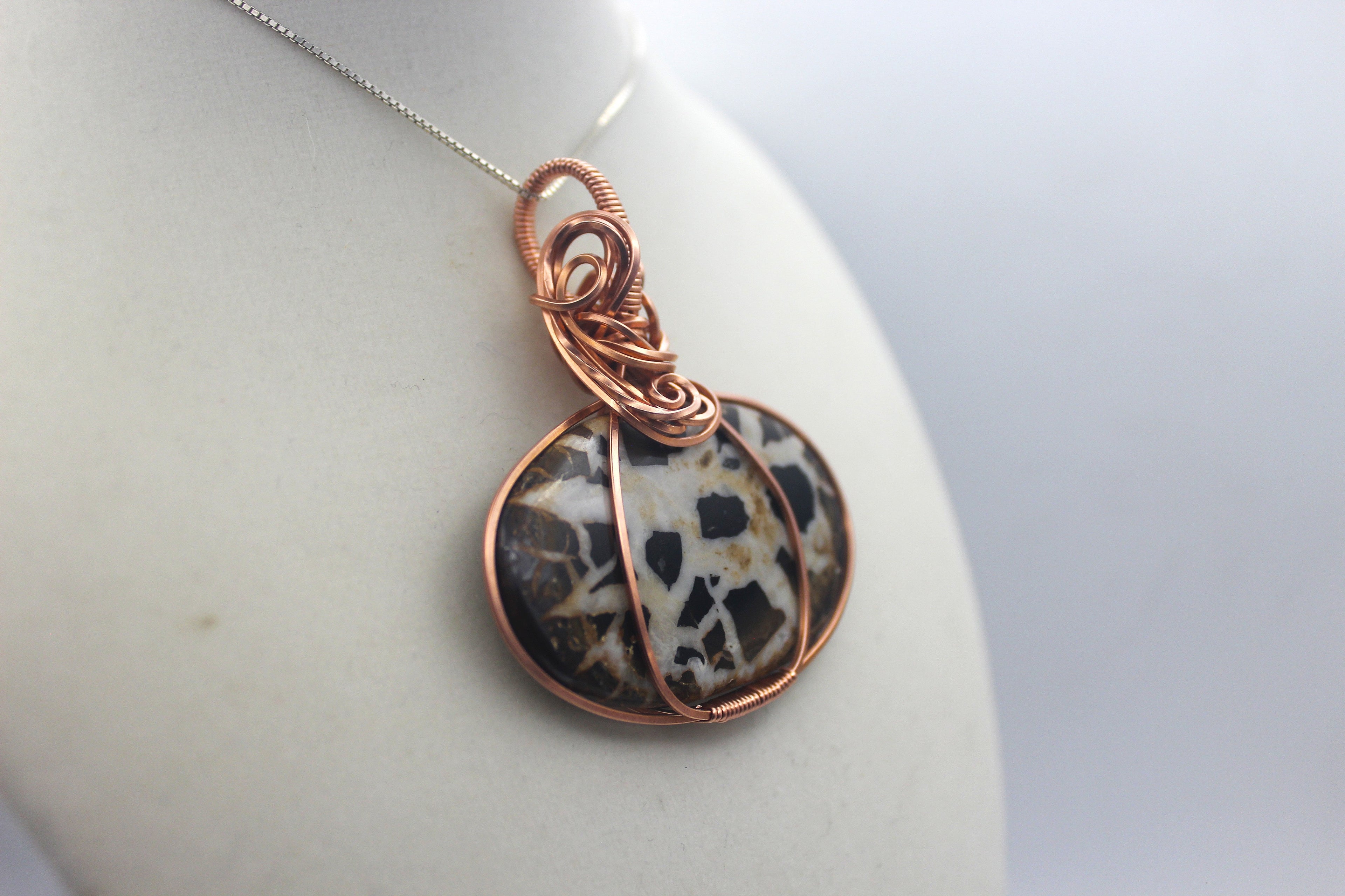 Raw Copper Septarian Pendant Necklace- Statement Piece | | Wiccan Center