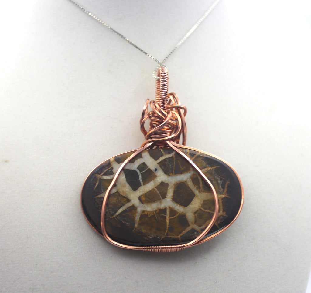 Raw Copper Septarian Pendant Necklace- Statement Piece | | Wiccan Center