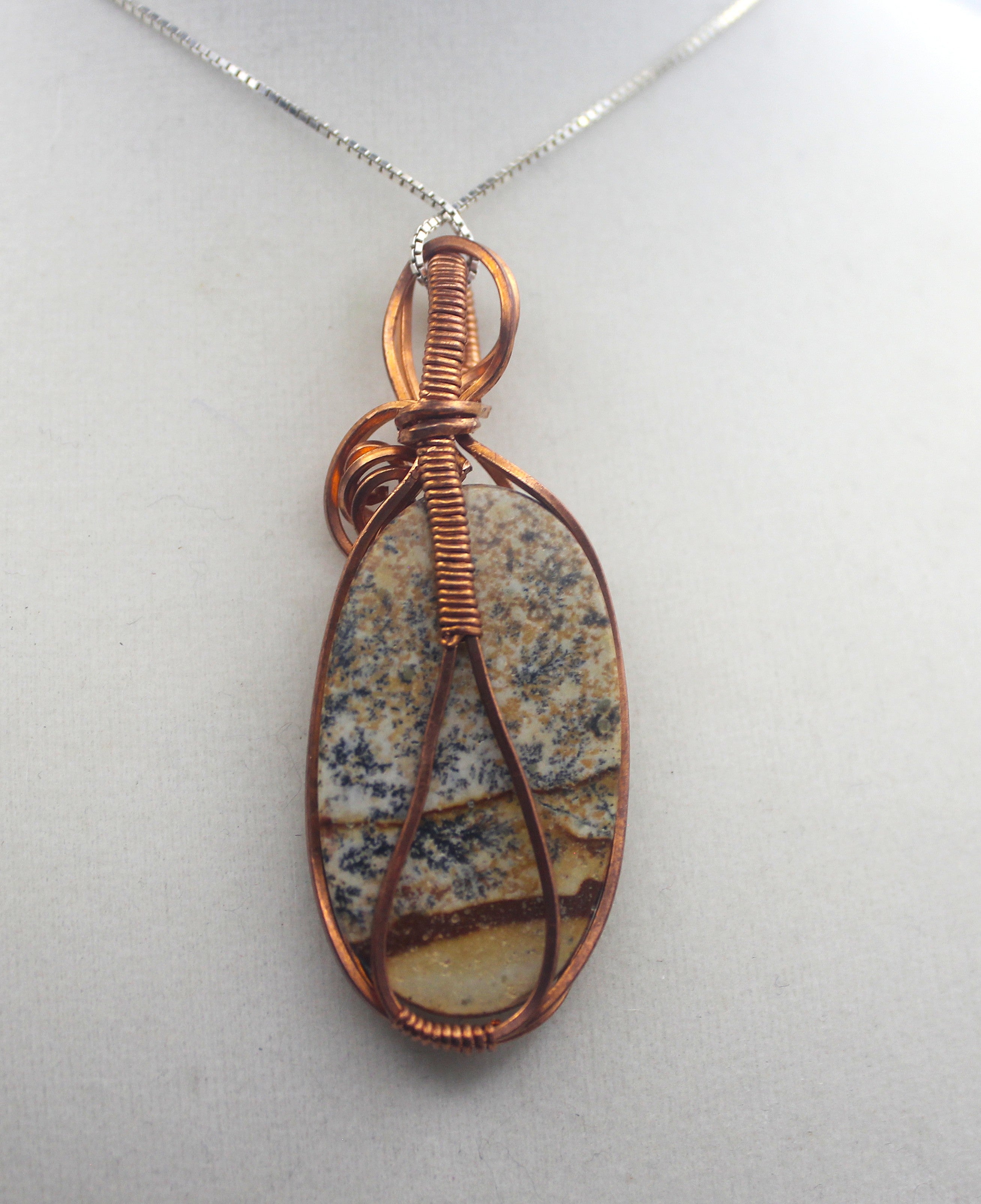 Raw Copper Picture Jasper Pendant Necklace | | Wiccan Center