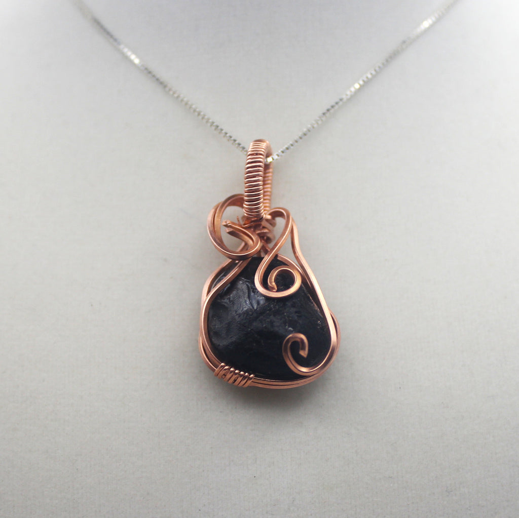 Raw Copper Apache Tears Pendant Necklace | | Wiccan Center