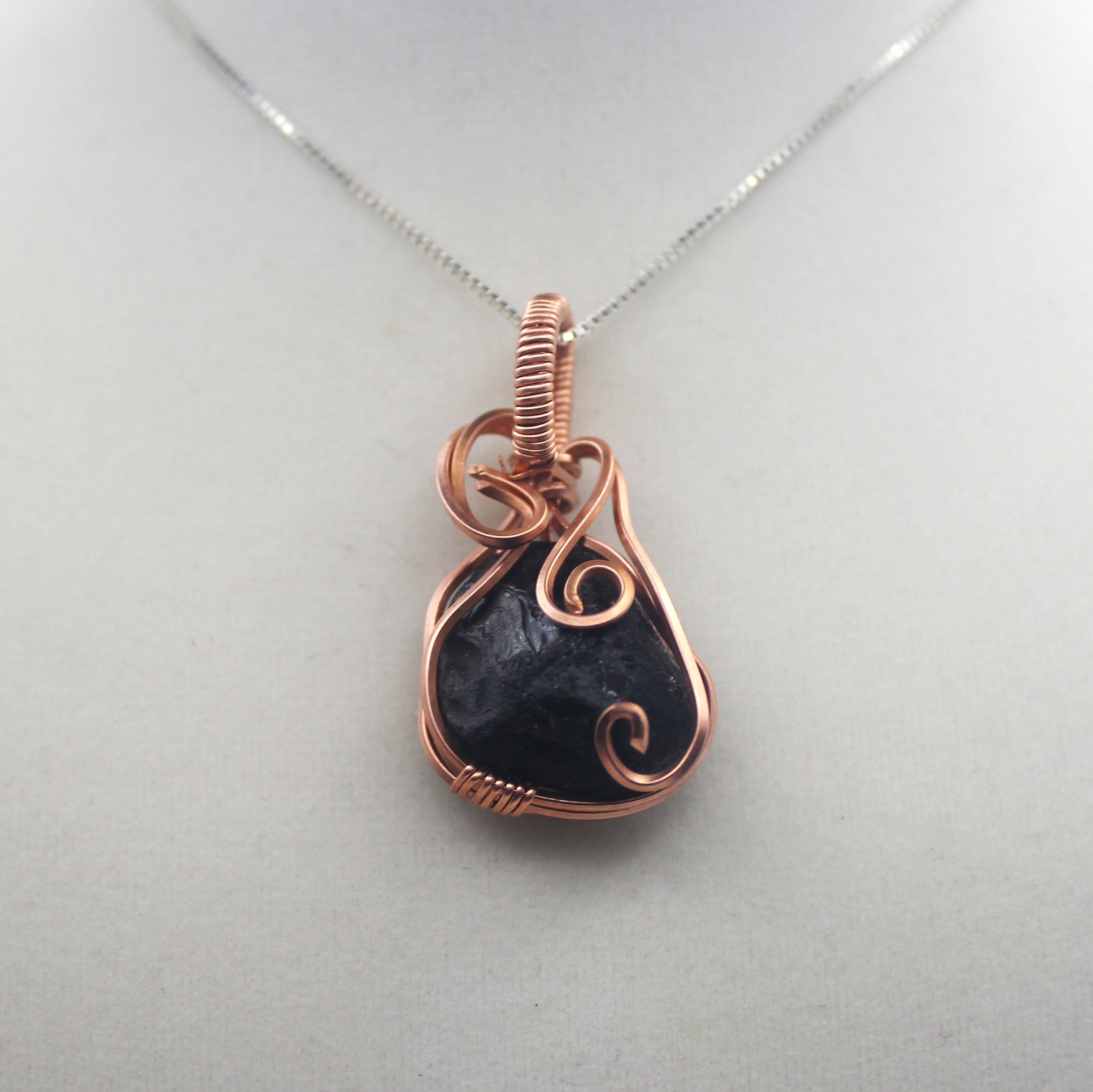 Raw Copper Apache Tears Pendant Necklace | | Wiccan Center