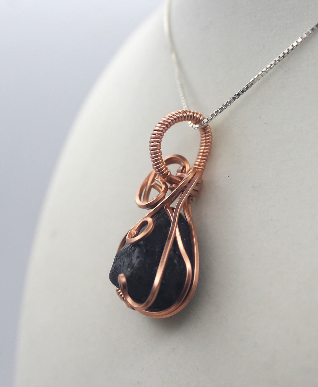 Raw Copper Apache Tears Pendant Necklace | | Wiccan Center