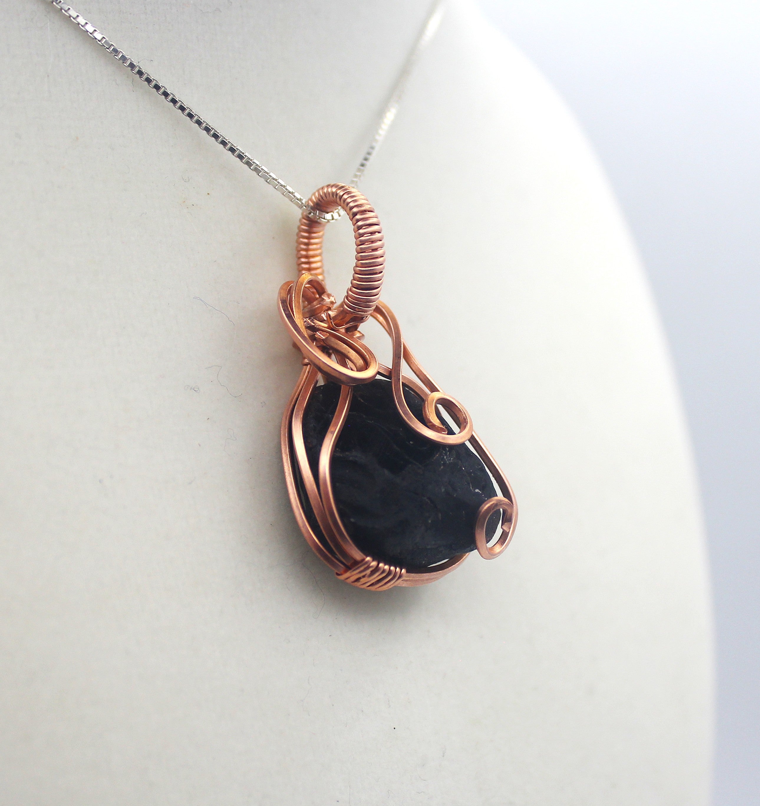 Raw Copper Apache Tears Pendant Necklace | | Wiccan Center