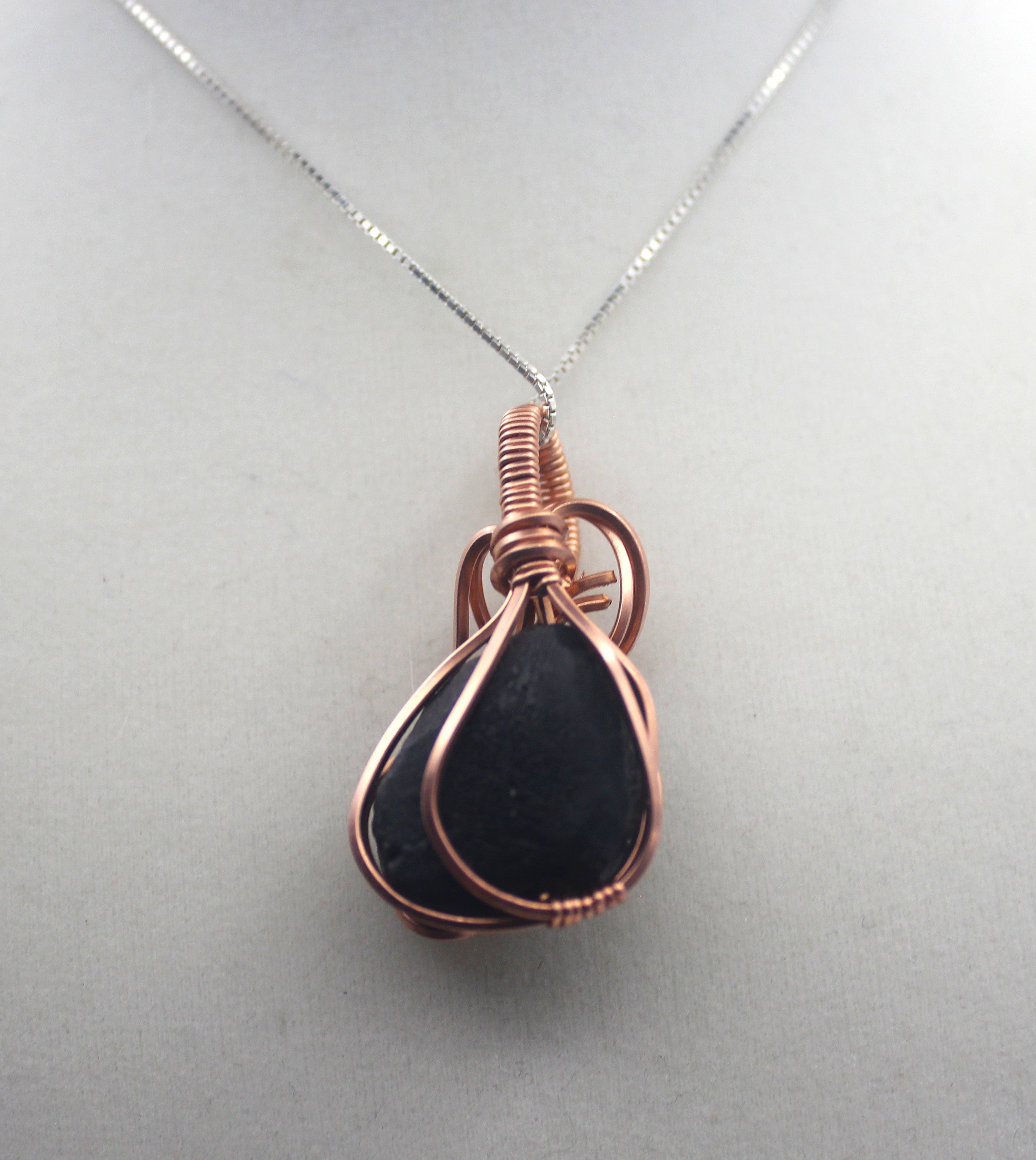 Raw Copper Apache Tears Pendant Necklace | | Wiccan Center