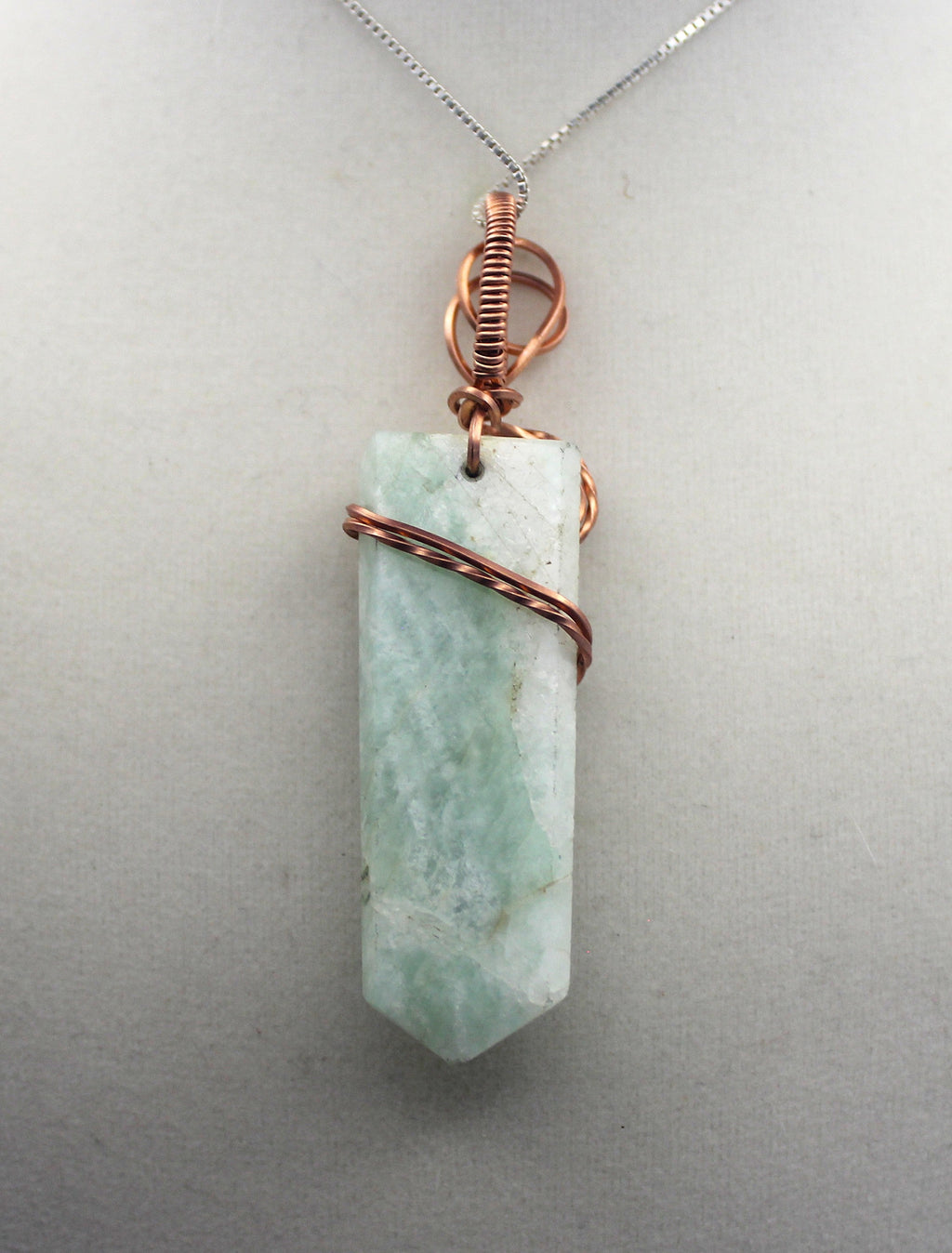 Raw Copper Drilled Amazonite Tiger's Eye Charmed Pendant Necklace | | Wiccan Center