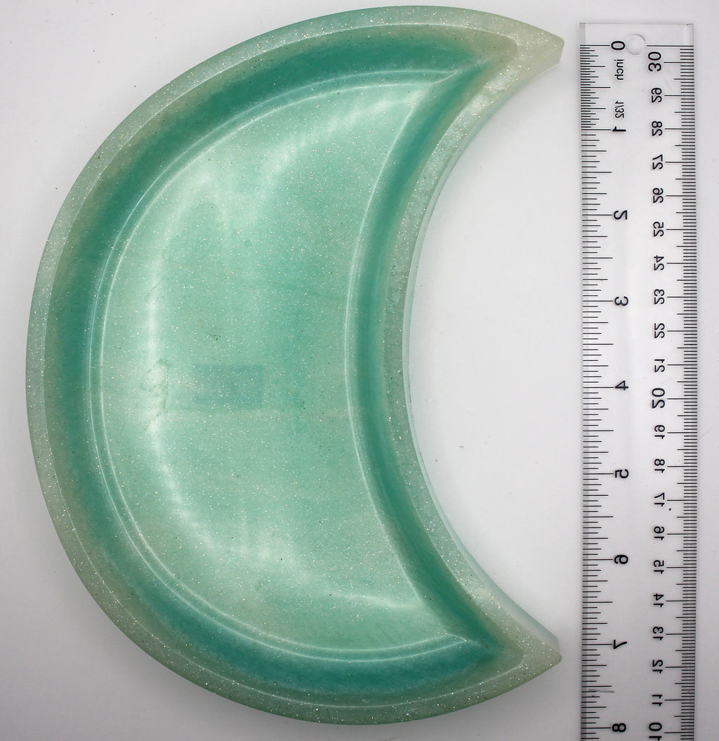 Resin Teal White Moon Trinket Tray | | Wiccan Center