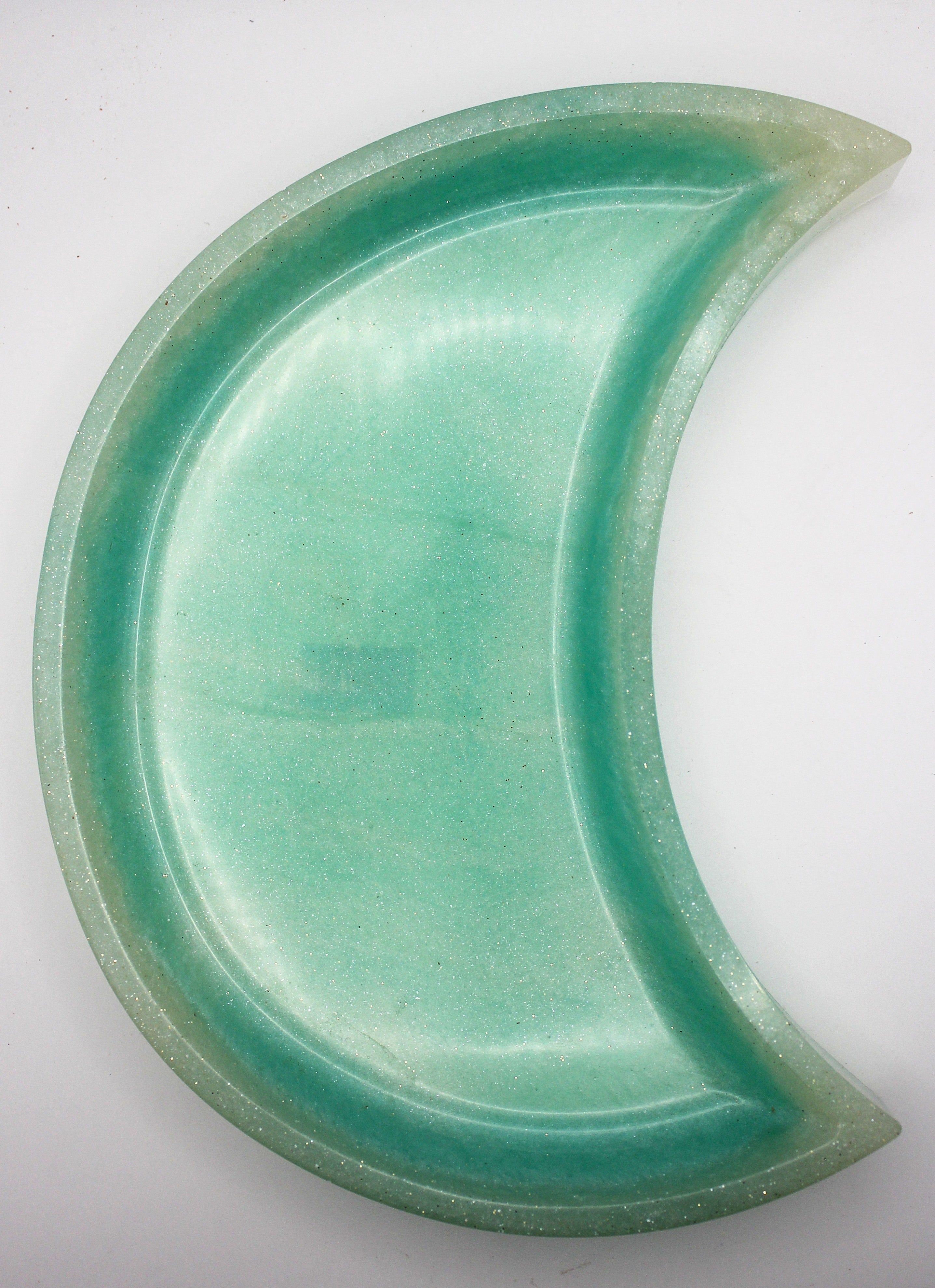 Resin Teal White Moon Trinket Tray | | Wiccan Center