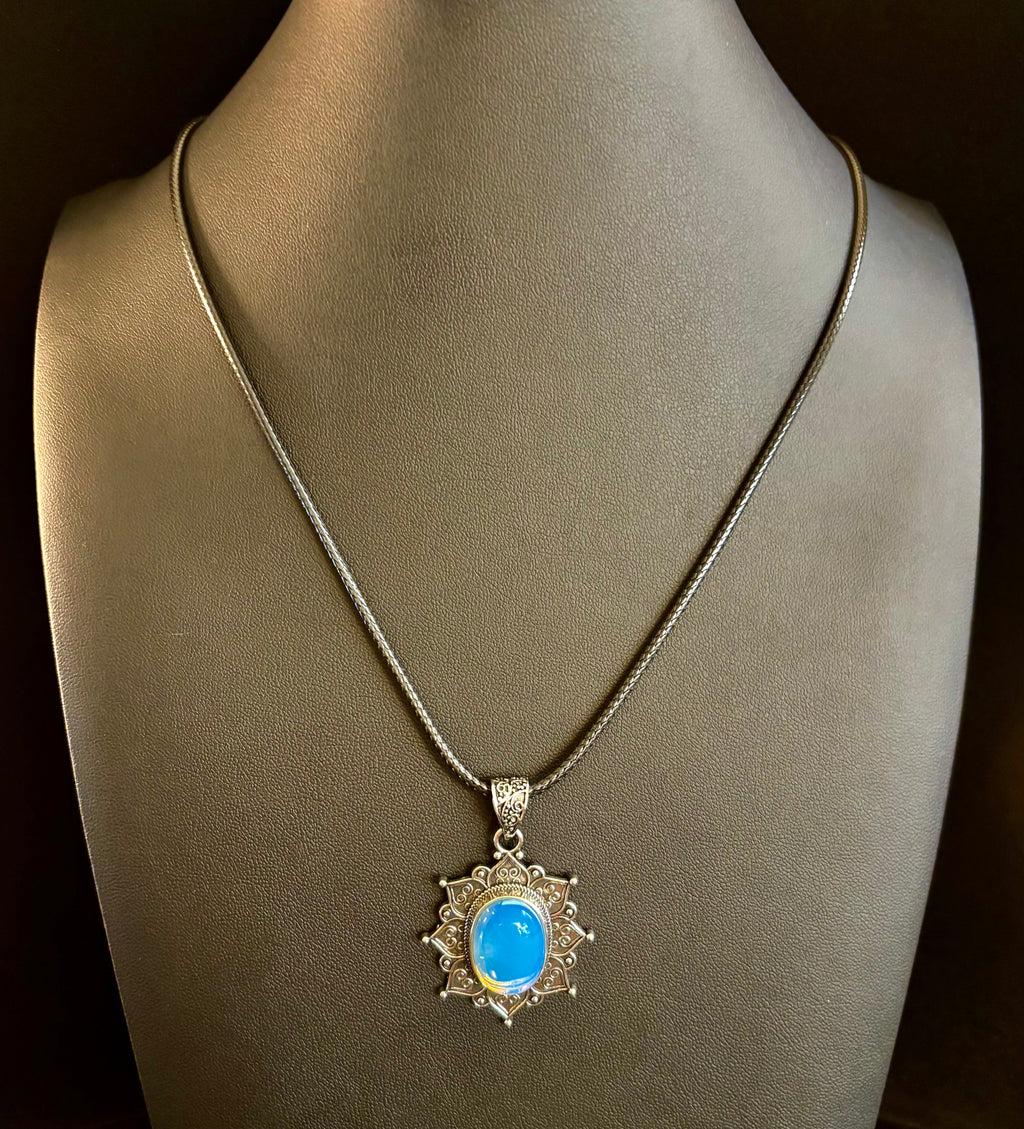 Bohemian Sunflower Moonstone Pendant Necklace | | Wiccan Center