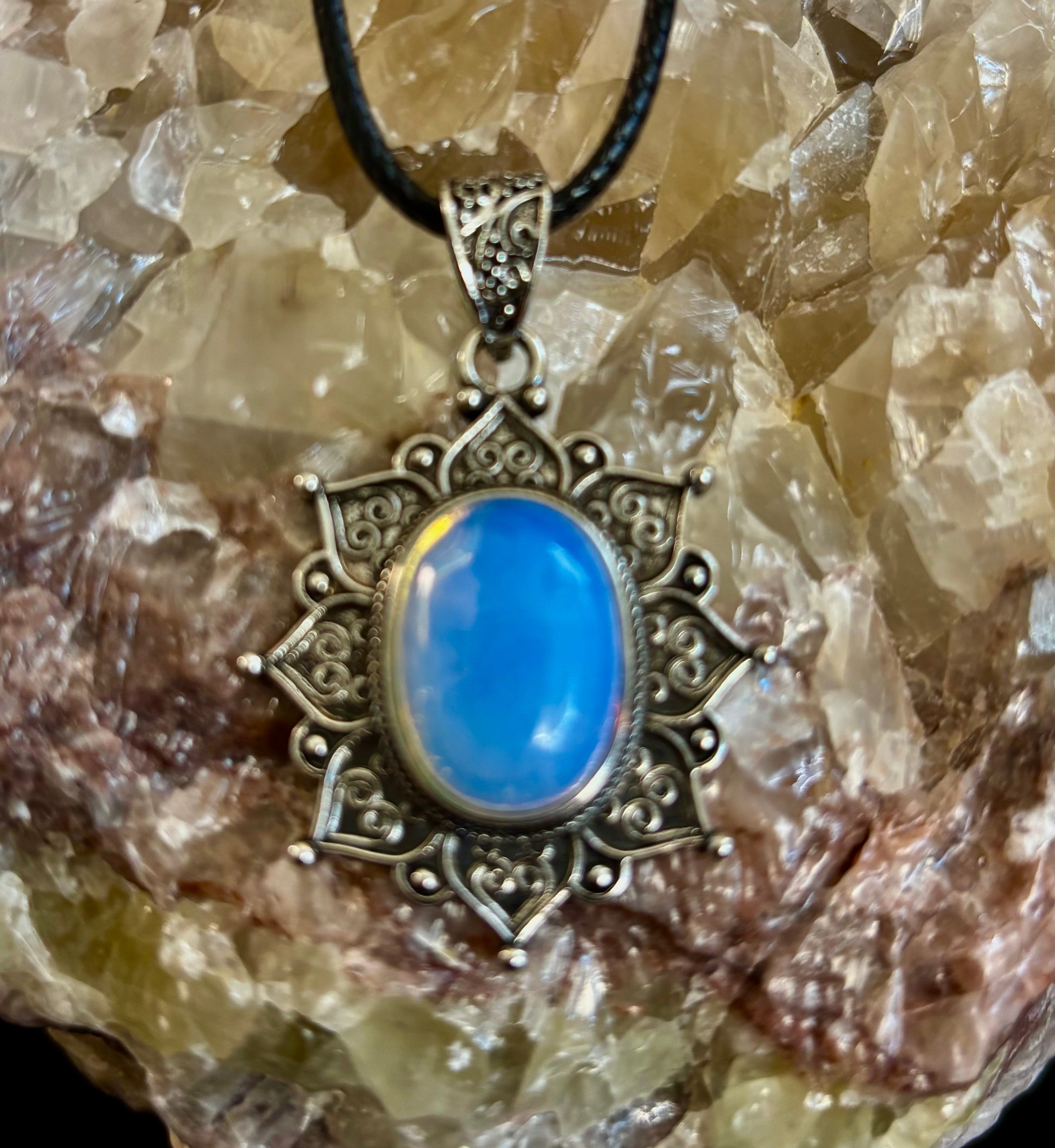 Bohemian Sunflower Moonstone Pendant Necklace | | Wiccan Center