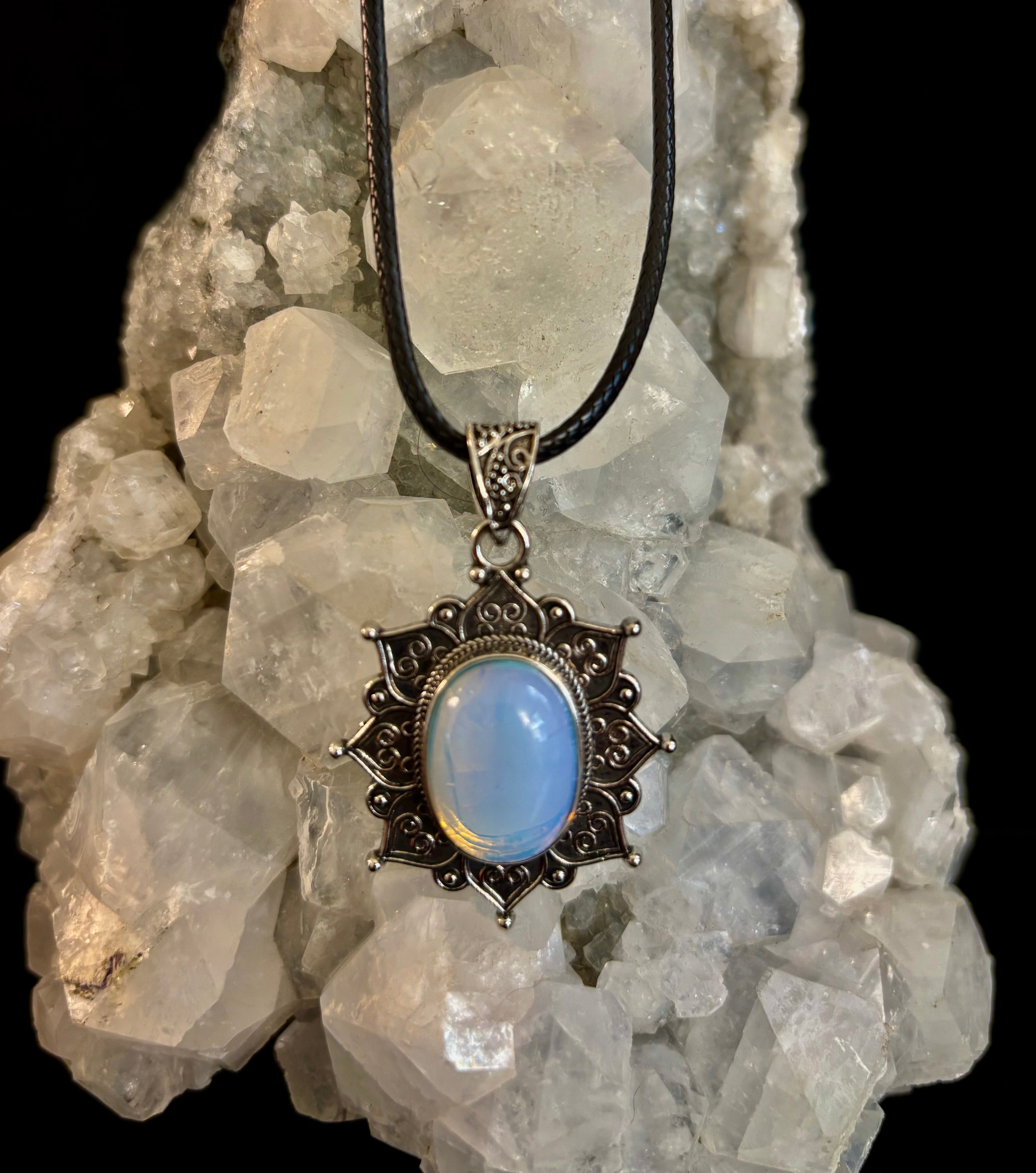 Bohemian Sunflower Moonstone Pendant Necklace | | Wiccan Center